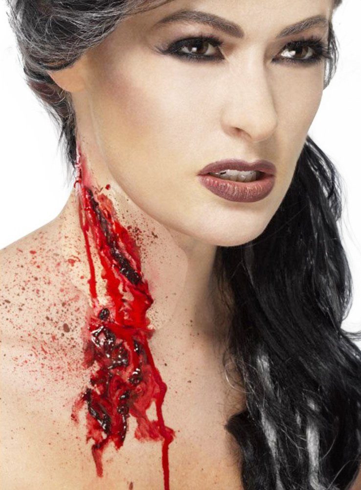 Metamorph Theaterschminke Breite Schnittwunde aus Latex, Latexwunde für Hallowen udn LARP