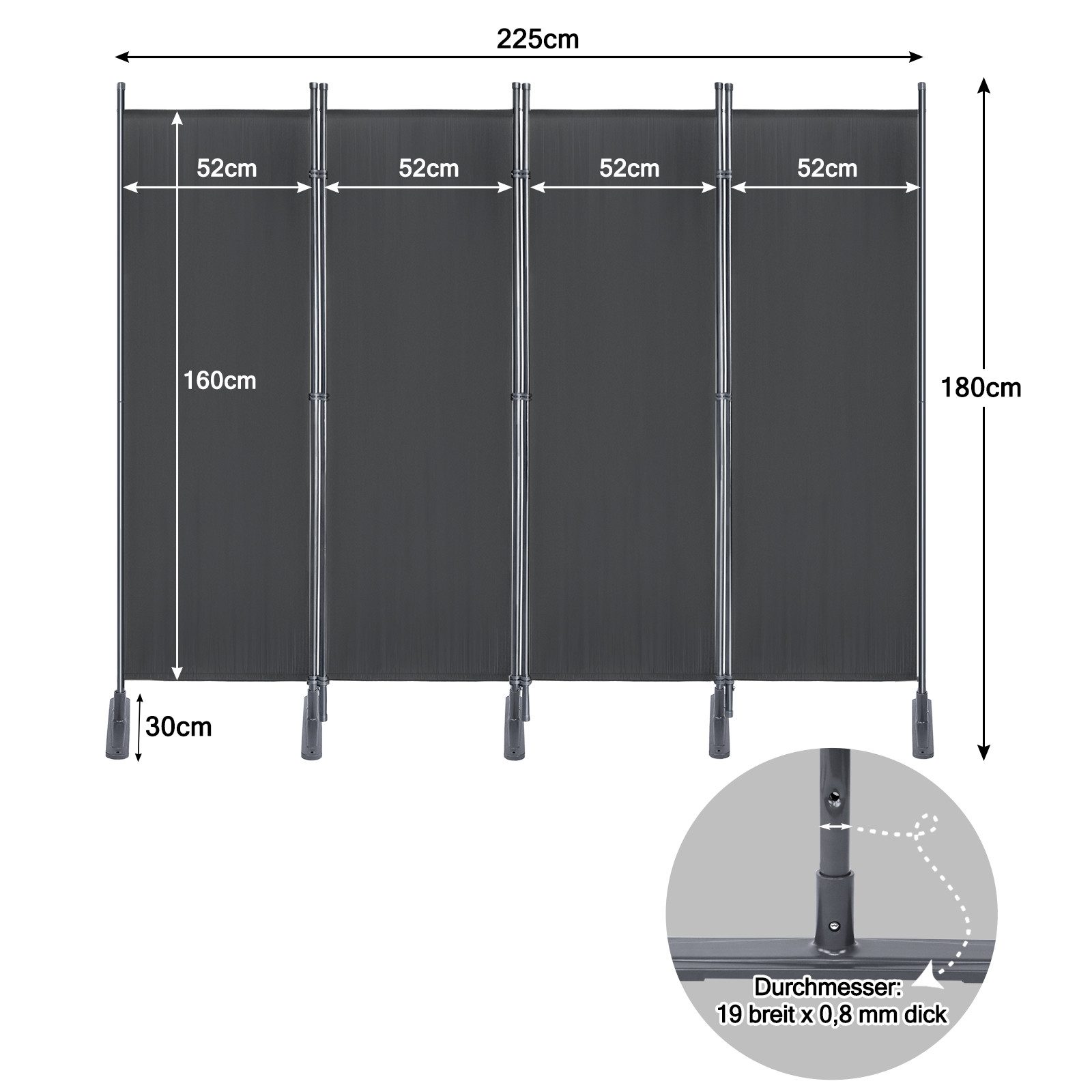 FIVMEN Paravent Raumteiler Klappbar Freistehend Stellwand Sichtschutzwand, Verstellbar Raumteiler Innen und Außenbereich für Büros, Garten Balkon