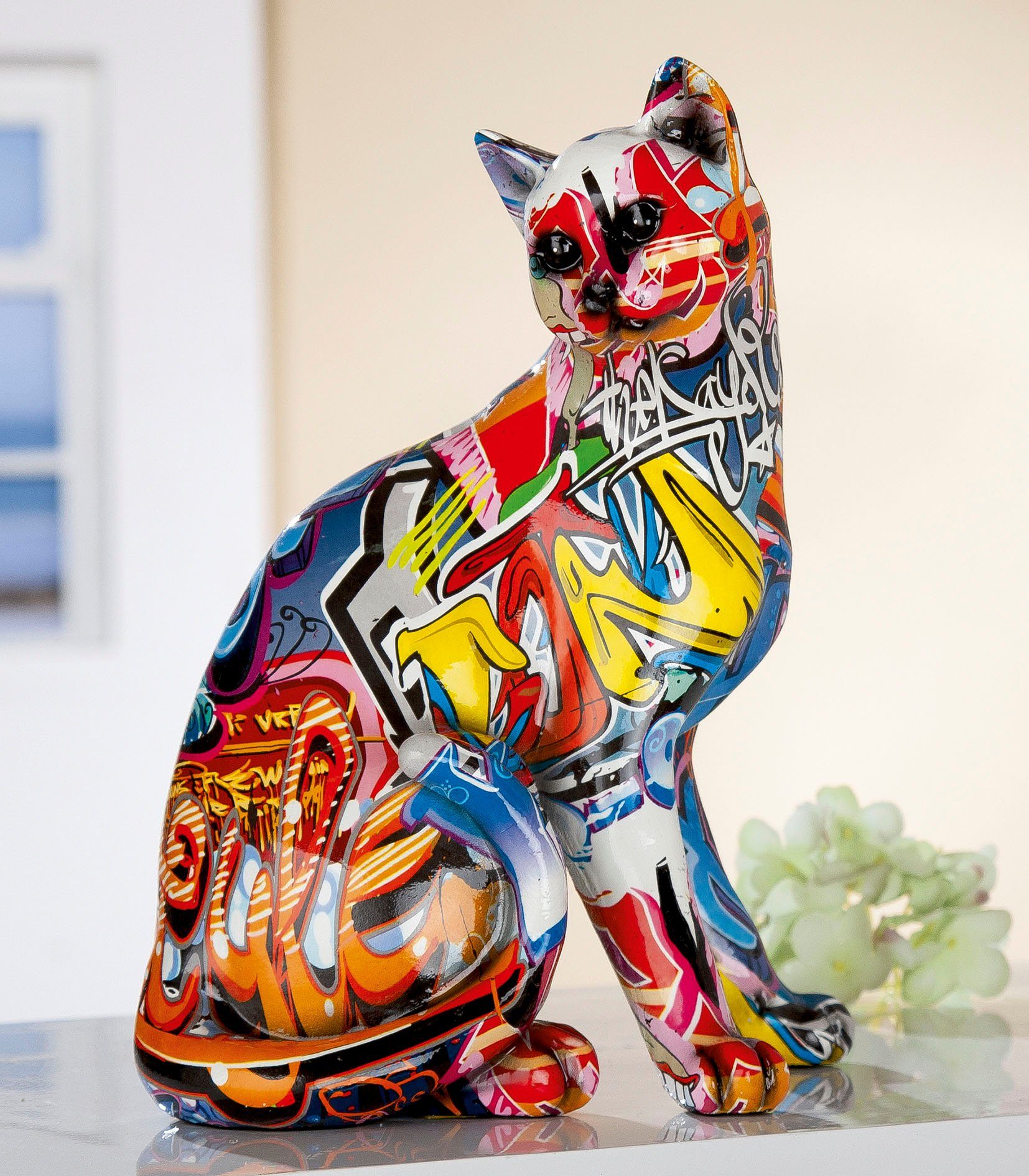 GILDE Dekofigur Figur Pop Art Tierfigur, Höhe (1 St), Dekoobjekt, 29 Wohnzimmer cm, Katze