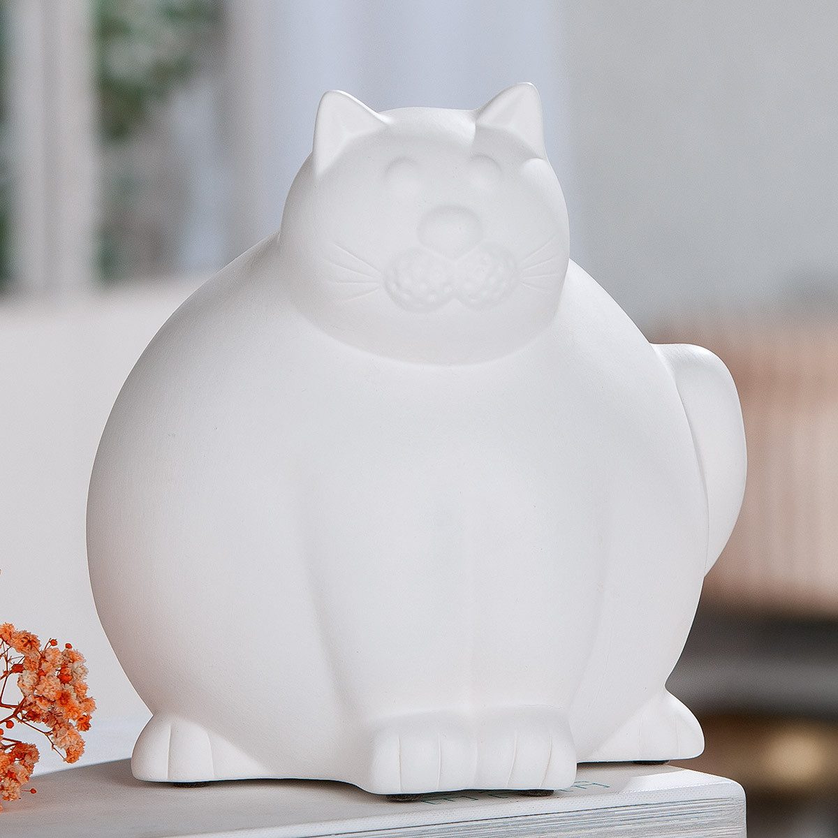 GILDE Dekoobjekt Katze Molli 61296 Keramik cremeweiß 20 cm Figur