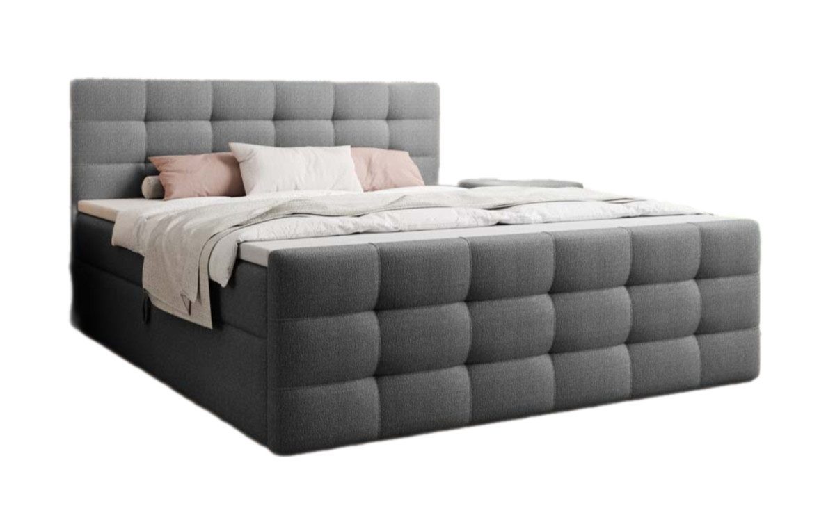 Luxusbetten24 Boxspringbett Luxor in Bouclé, mit Stauraum