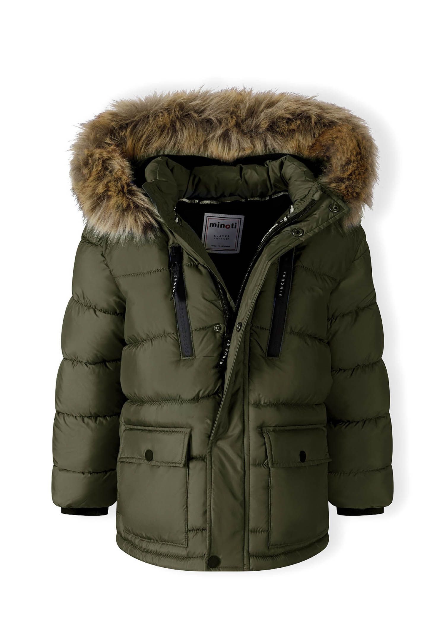 Winterjacke Winterjacke mit Fleece-Futter und Kapuze mit Kunstfellbesatz  (2y-14y)