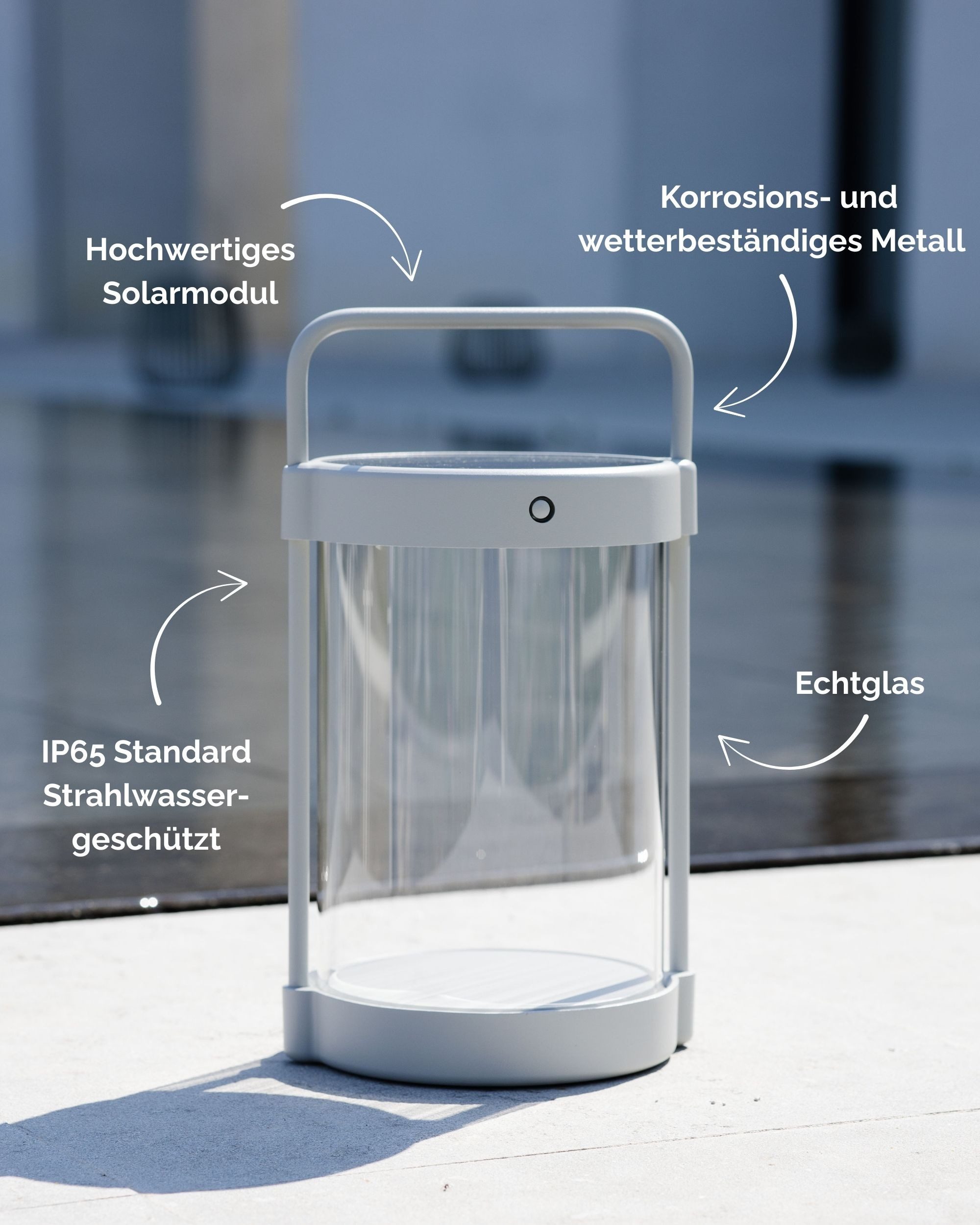 LUUK Studio LED Solarleuchte CAIA, LED fest integriert, 3000K-2700K, kabellos, Solarmodul, USB-C aufladbar, Echtglas, OSRAM LEDs