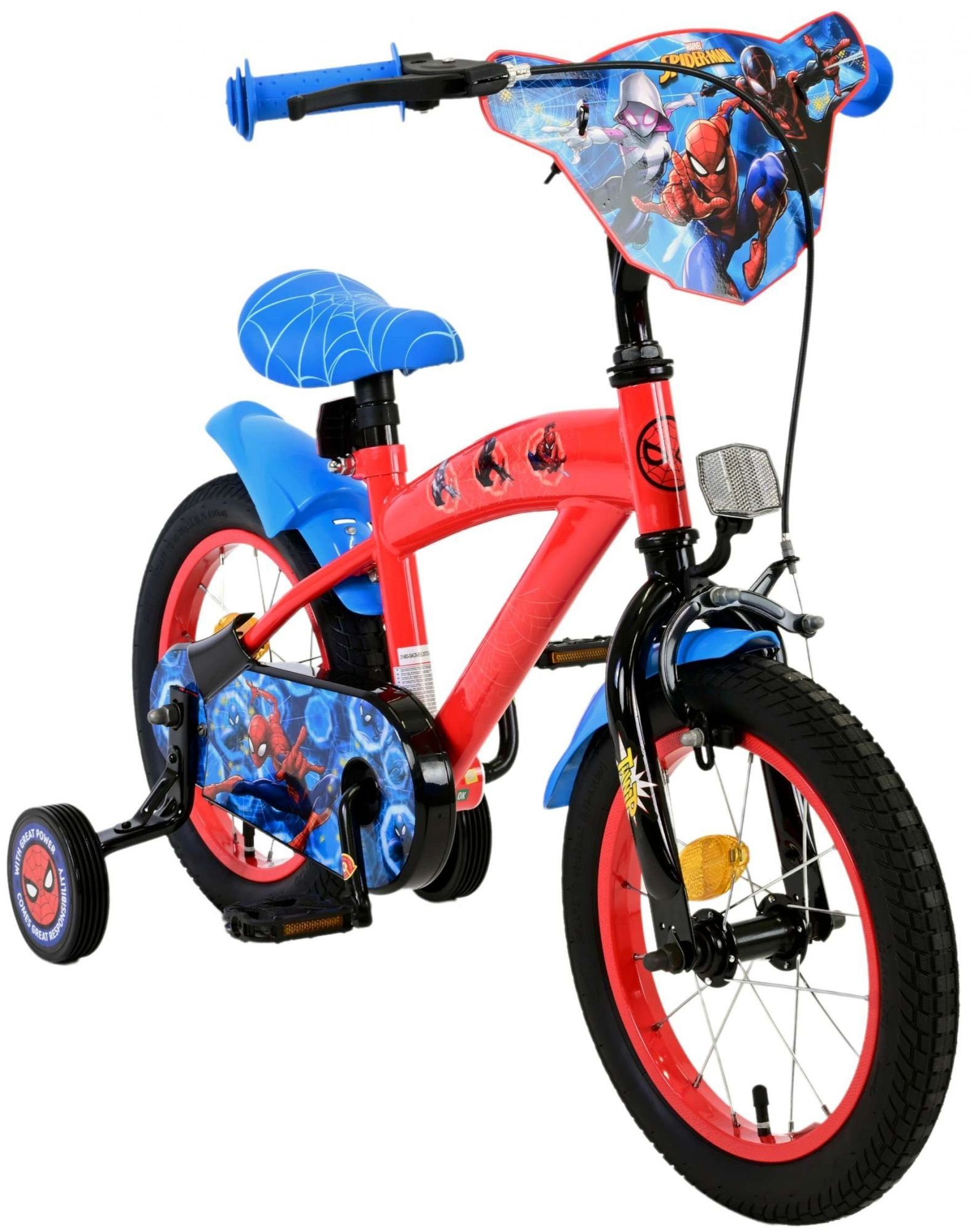 Volare Kinderfahrrad Volare Marvel Spider-Man Kinderfahrrad für Jungen - 14 Zoll in Rot, (1-tlg), kinderfreundlich, Luftbereifung, Rücktrittbremse