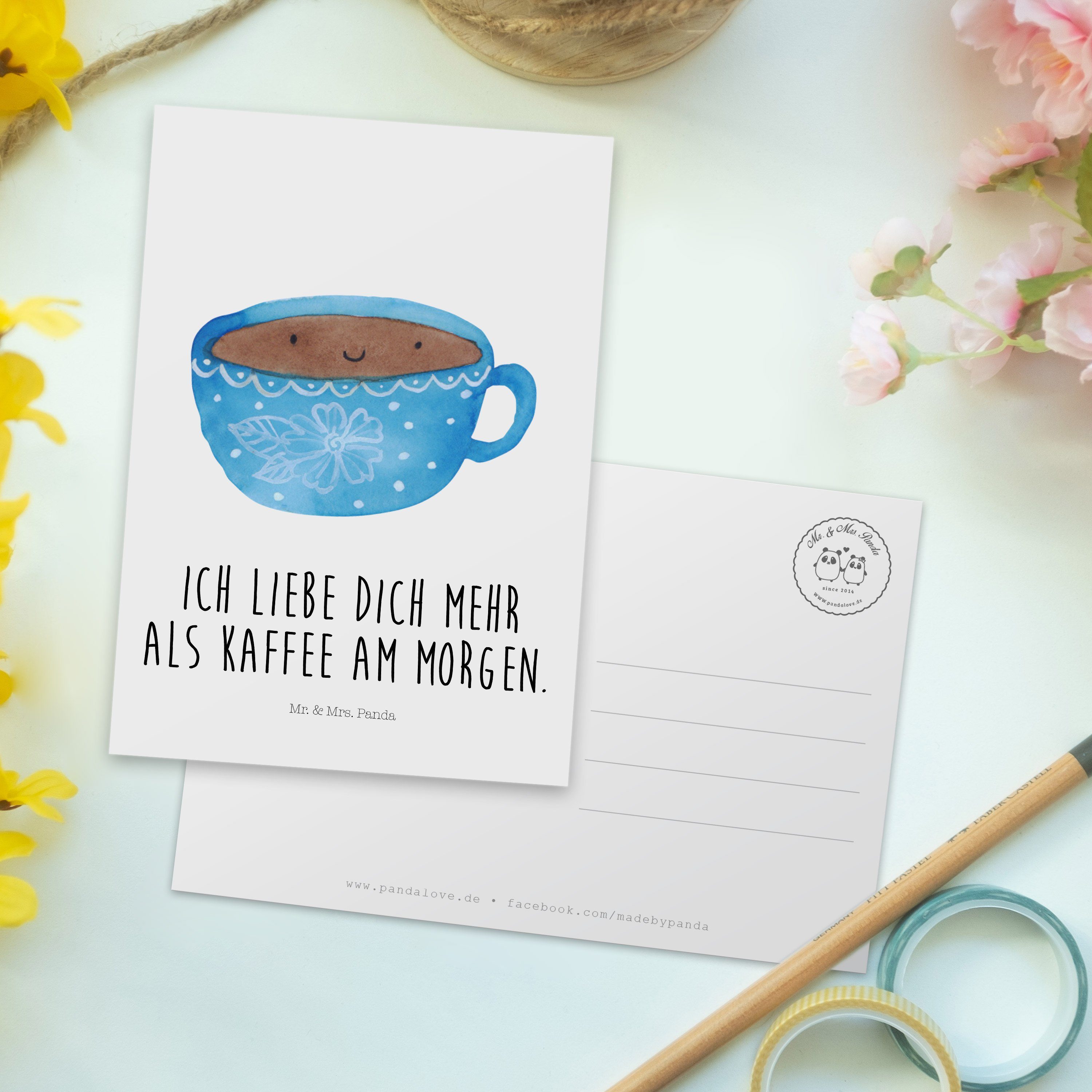 Mr. & Mrs. Geschenk, Ein Tiere, Geschenkkarte, - Postkarte Kaffee Tiermotive, Panda Tasse Weiß 