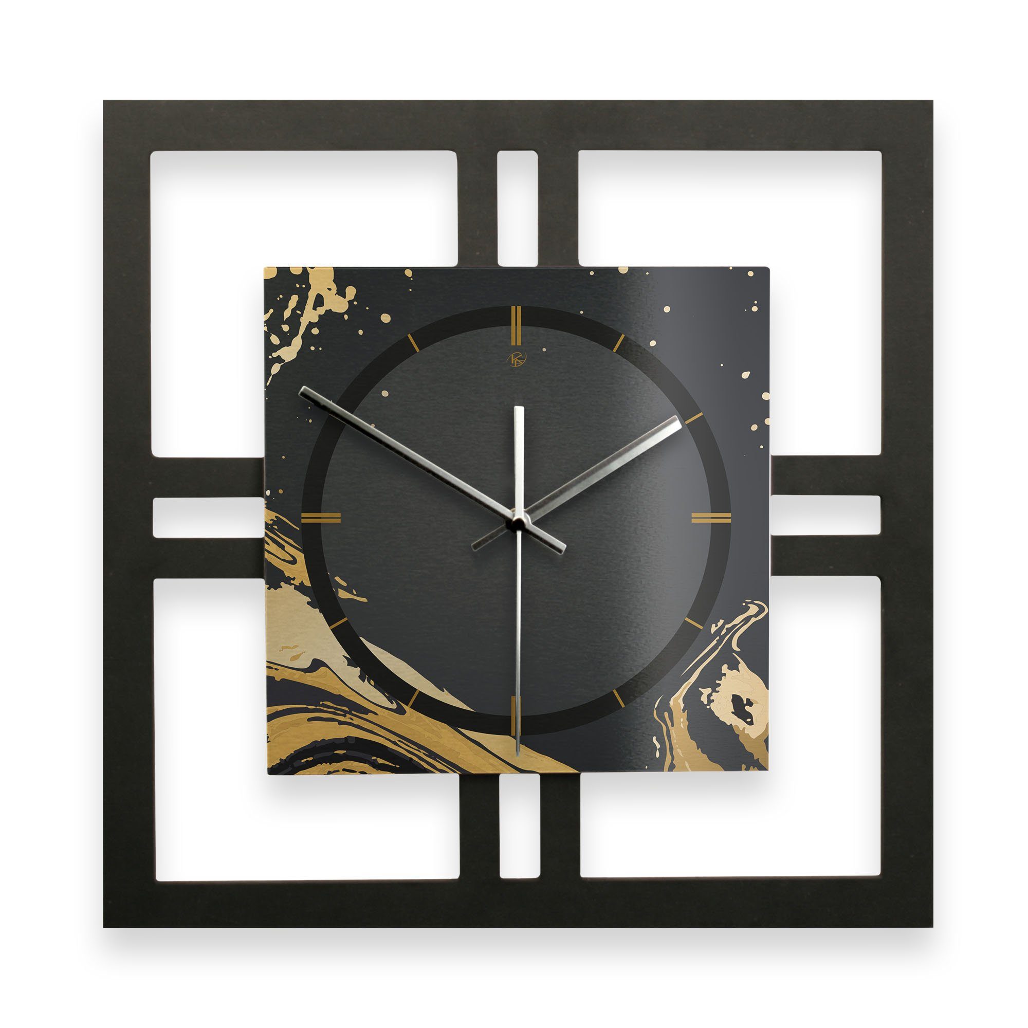 Wanduhr Designer-WANDUHR „Golden Liquid“ in modernem Metallic-Look