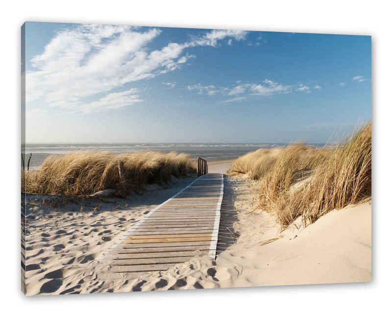 Pixxprint Leinwandbild Weg zum Strand durch die Dünen, Weg zum Strand durch die Dünen (1 St), Leinwandbild fertig bespannt, inkl. Zackenaufhänger