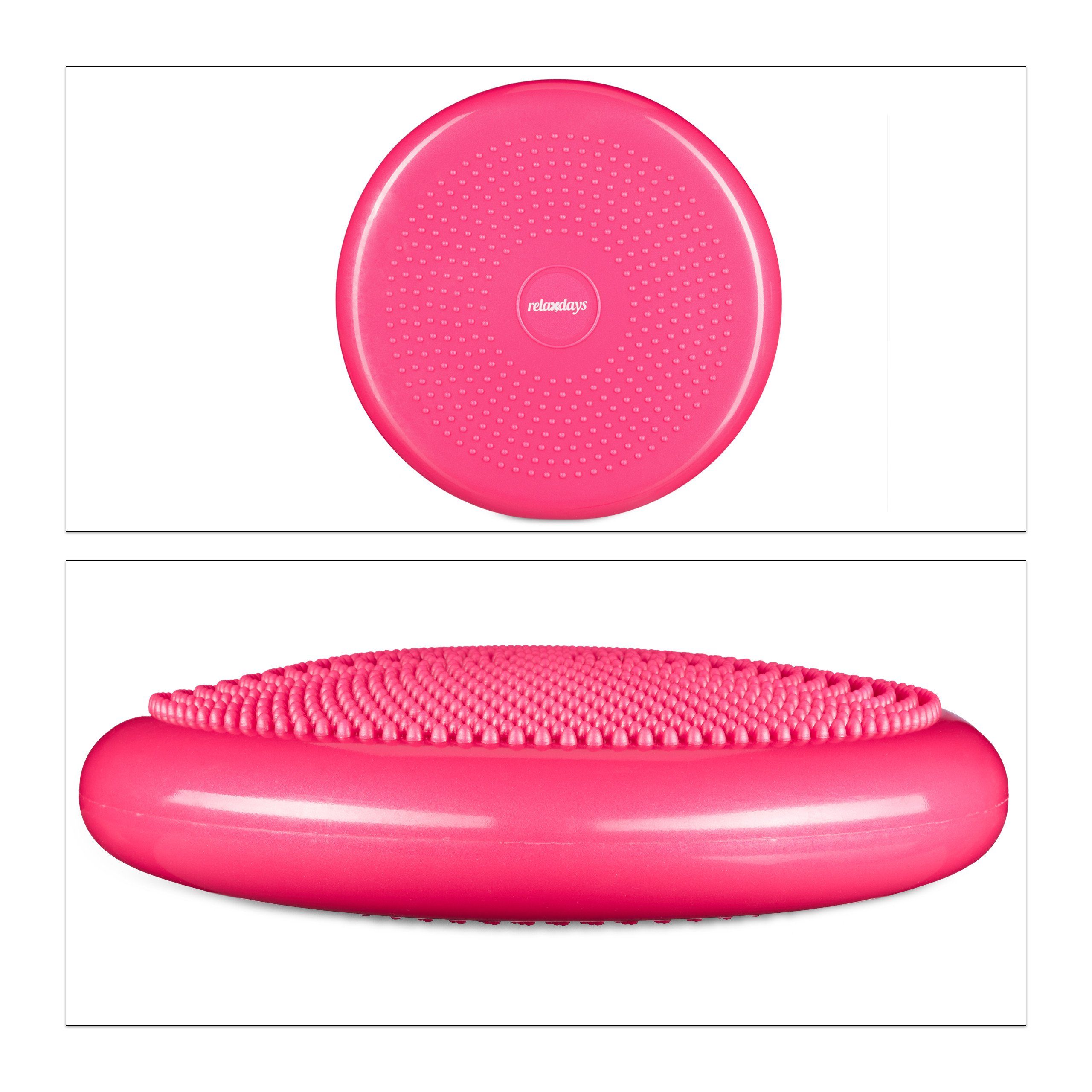 Luftpumpe, 33 mit Kissen Pink relaxdays Balance Balancekissen cm