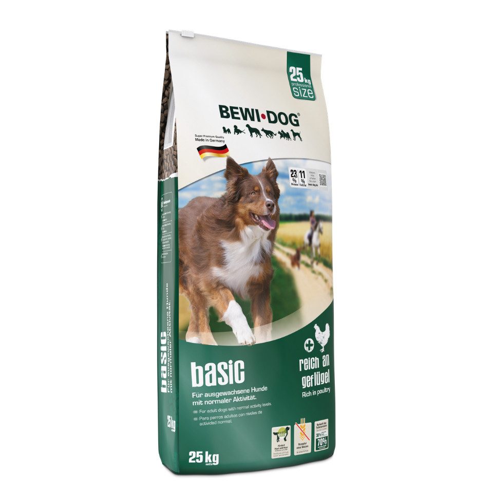Bewi Dog Basic Reich an Geflügel - leicht verdauliches Trockenfutter 25kg, Trockenfutter für: Hunde