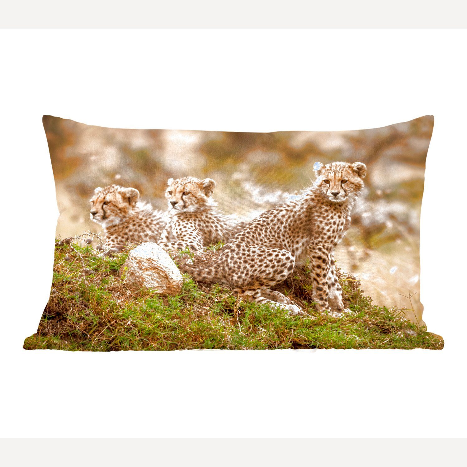 MuchoWow Dekokissen Leopard - Wald Wohzimmer Füllung, Zierkissen, Tier, Dekokissen - Dekoration, Schlafzimmer mit