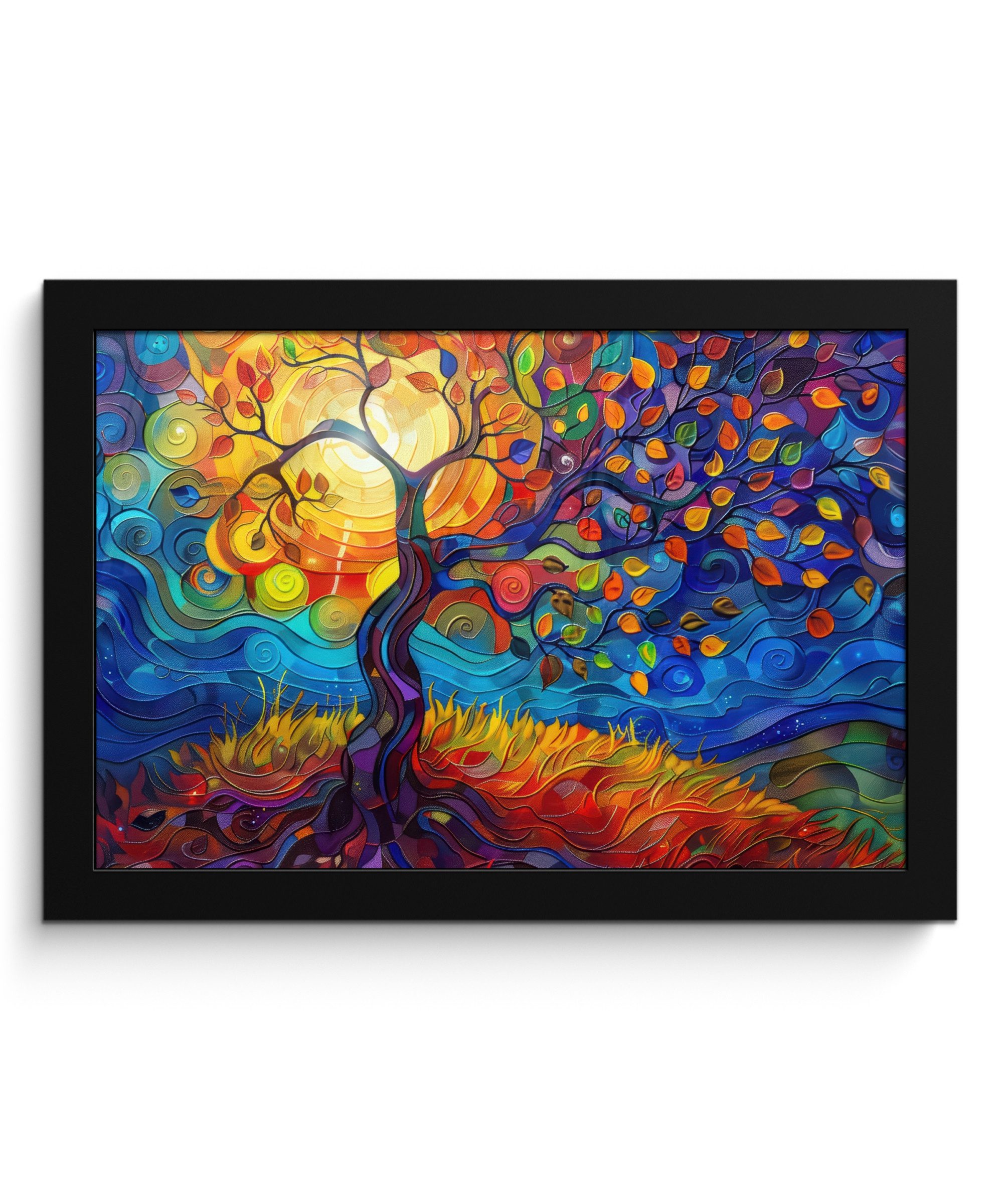 MuchoWow Poster Baum - Sonne - Lackierung - Farben - Abstrakt, (1 St), Wandbilder, Deko Wohnzimmer Schlafzimmer, 30x20 cm