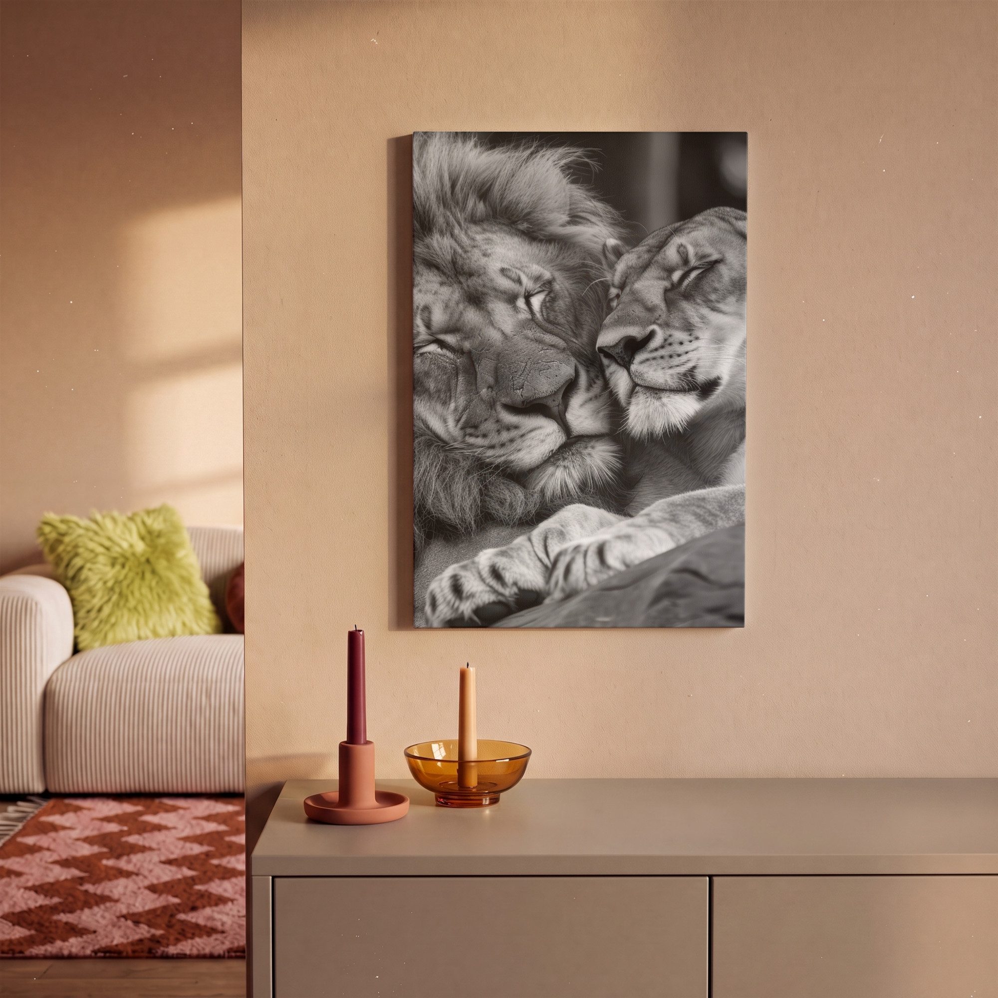 OneMillionCanvasses® Leinwandbild Löwen - Tiere - Schwarz - Weiß - Löwe, Fotodruck (1 St), Leinwand Canvas Wandbild, Wanddekoration 20x30 cm – Bild 2 von 5
