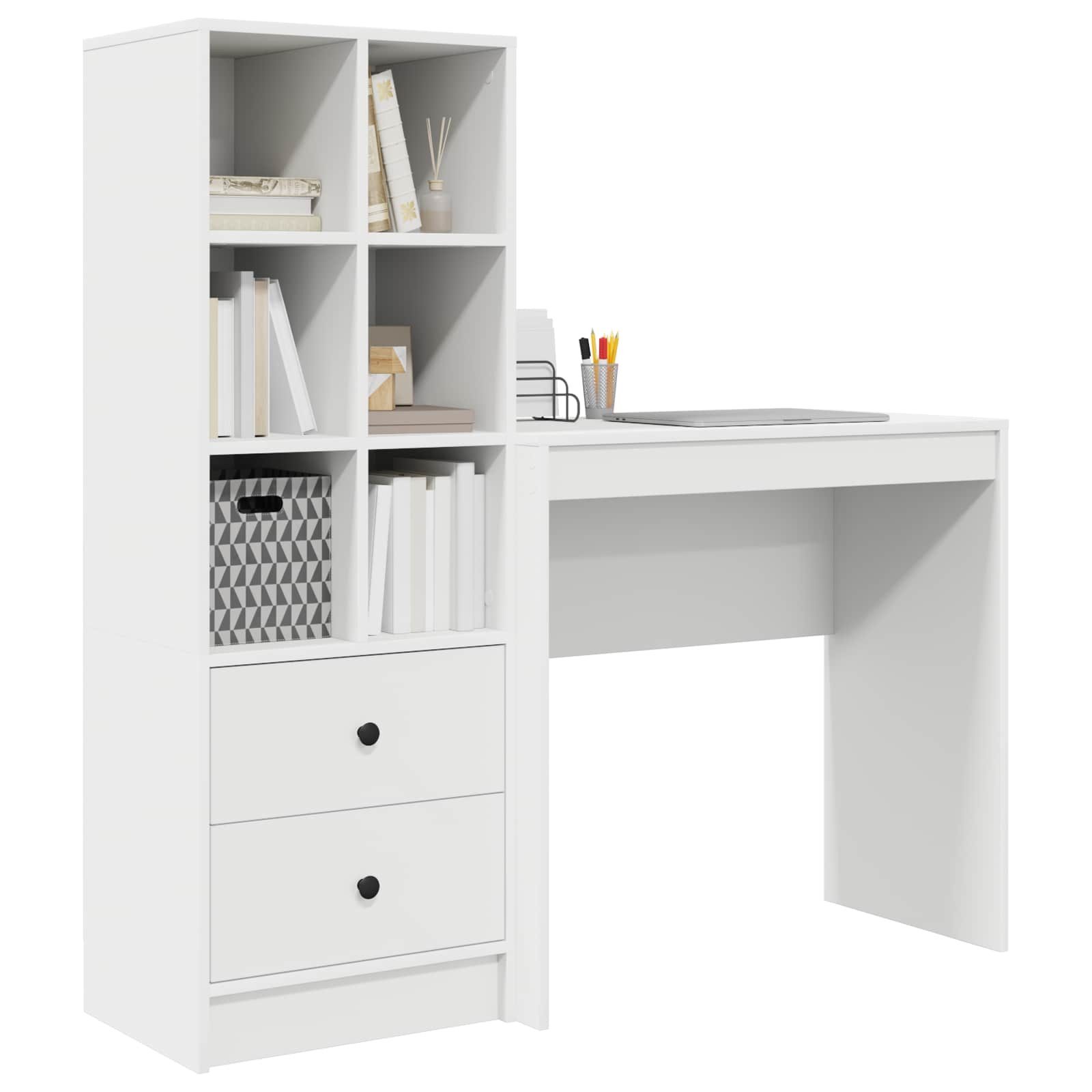 vidaXL Schreibtisch Schreibtisch Weiß 125,5 x 40 x 127 cm 2 stk. (2-St)