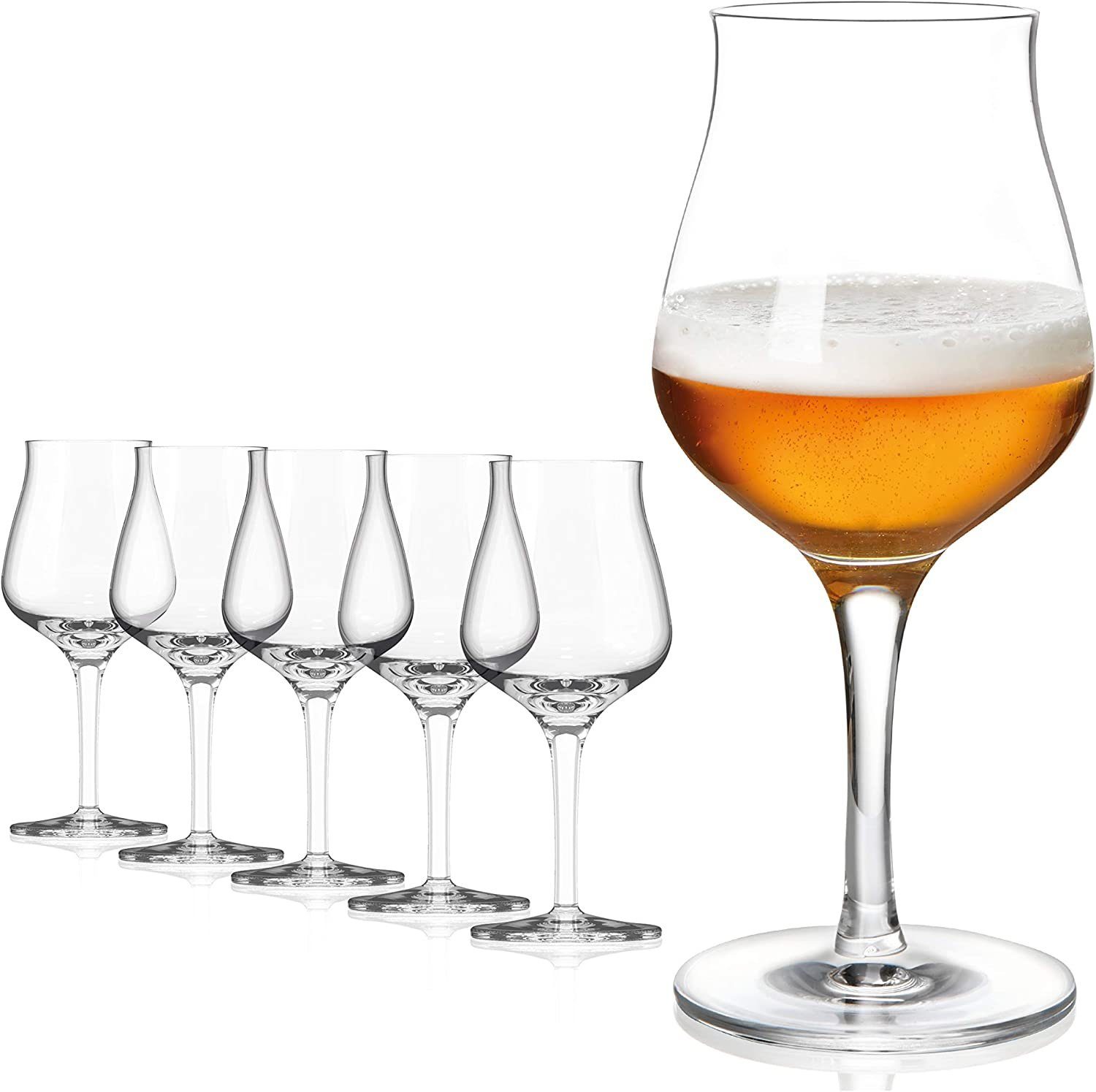 SAHM Bierglas Biergläser Set 6 STK 420ml Bier Sensorik Pokal - Bier Gläser, Edles Glas, 100% recyclebar