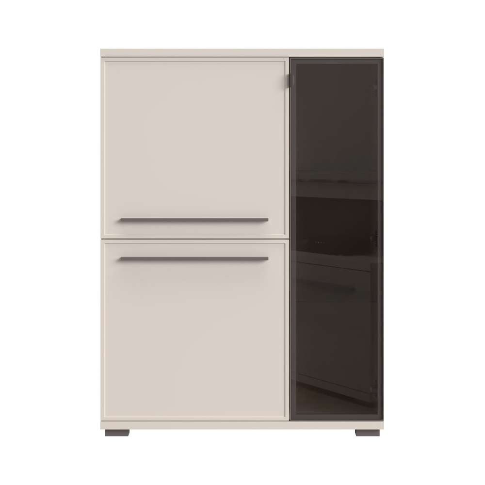 OTTO home Highboard Opera Sideboard, Kommode, Glastür mit Aluminiumrahmen, UV lackiert, Soft Close Funktion, Höhenverstellbare Füße