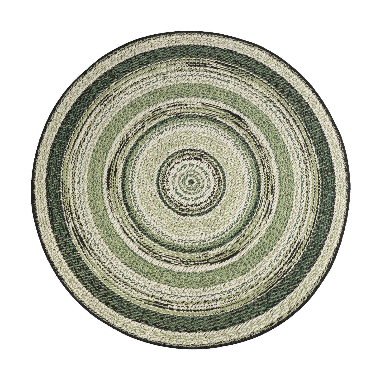 Outdoorteppich Zoe, Erhältlich in 4 Größen, Wohnteppich, Karat, Rund, Höhe: 7 mm, pflegeleicht, Terrasse Grün