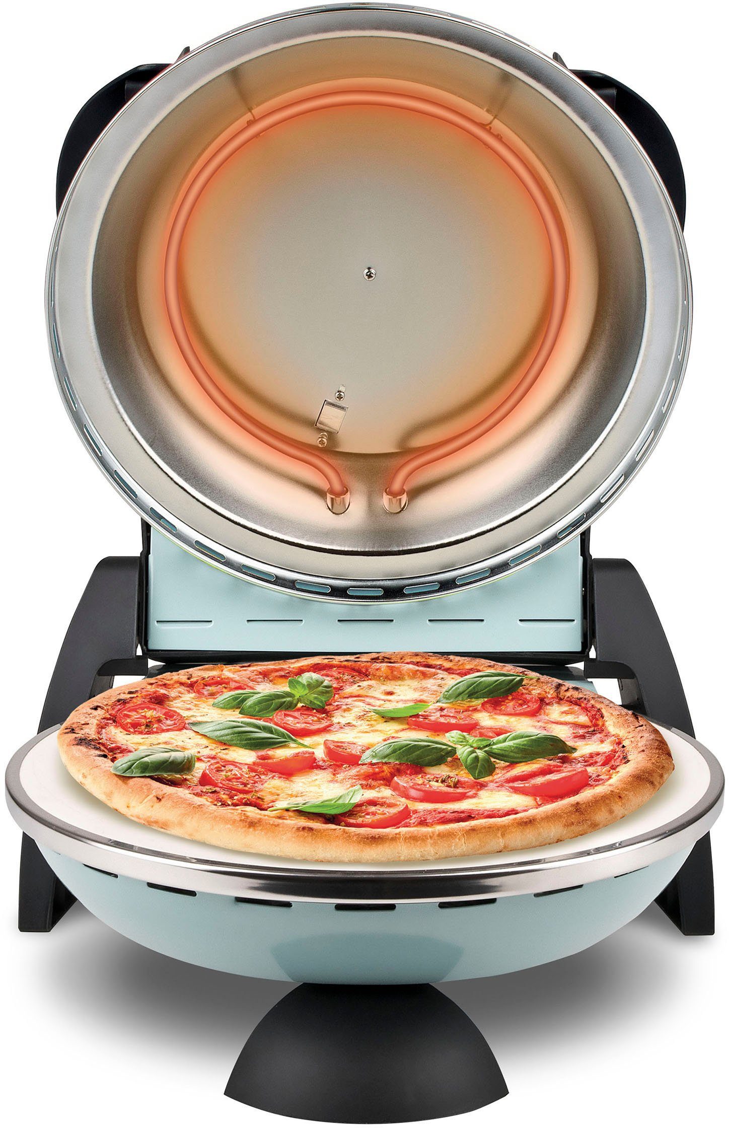G3 Ferrari Pizzaofen Delizia G1000613 Limited Edition cool blue bis 400 °C mit Pizzastein, die Ikone unter den Pizzaöfen - inkl. Pizzaschaufel + Rezeptheft
