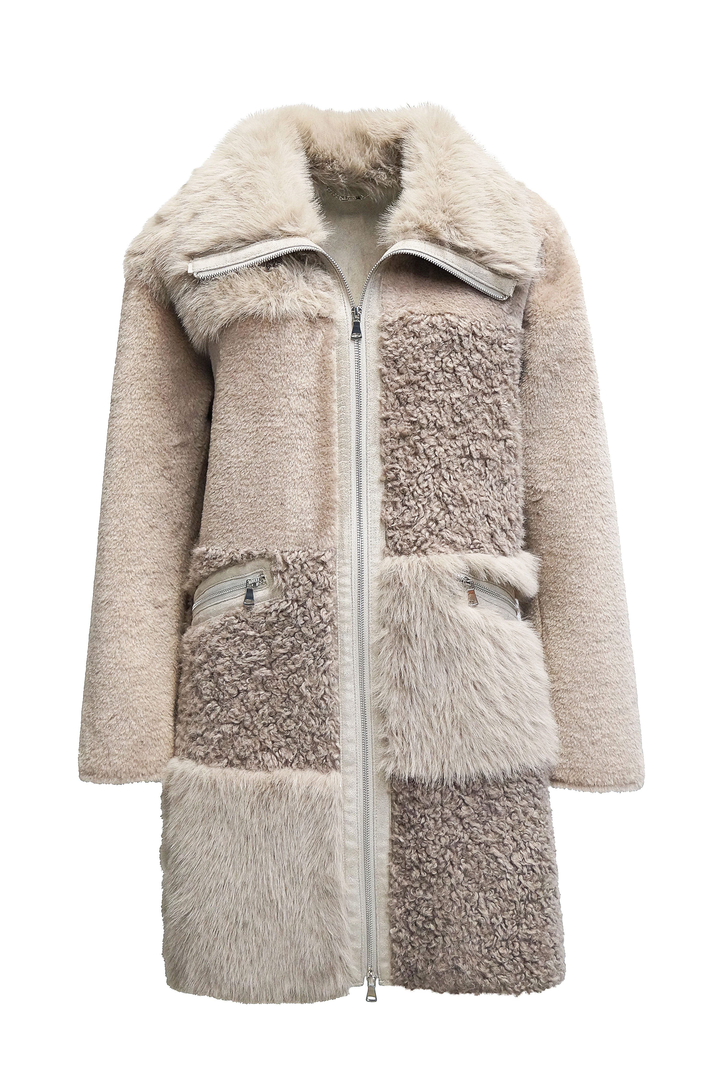 FUNK since 1776 Fellimitatmantel in Lammoptik im Webpelz Mix - mit Eyecatch günstig online kaufen