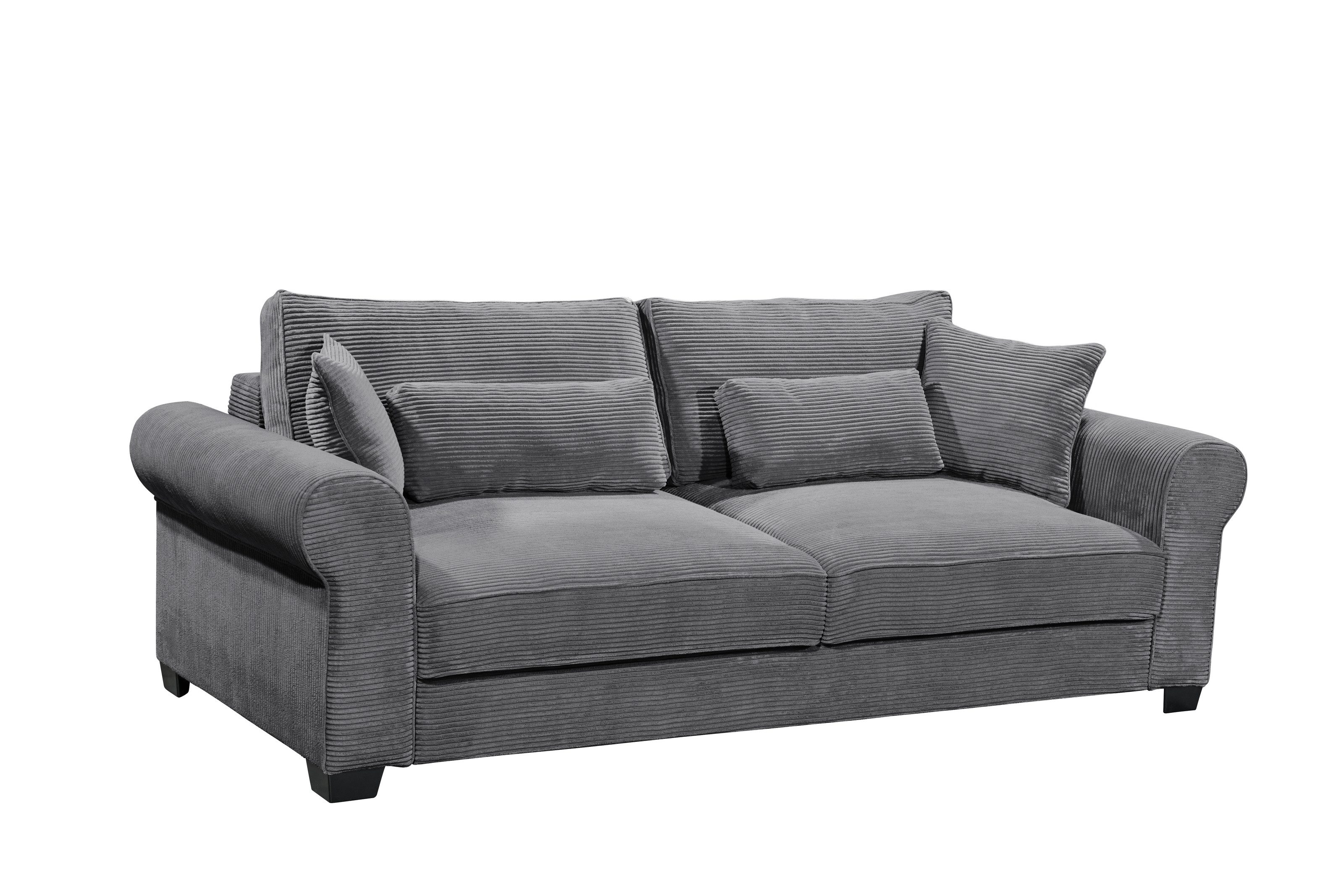 Black Red White Schlafsofa Liegefläche 198x165cm, ash - 250x95x125 (BxHxT)
