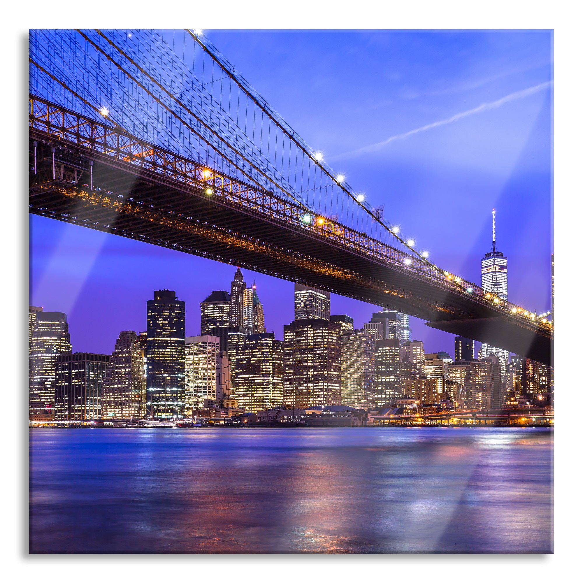 Pixxprint Glasbild New (1 York Brooklyn Brooklyn Bridge Abstandshalter inkl. York Bridge, Glasbild St), Aufhängungen aus Echtglas, New und