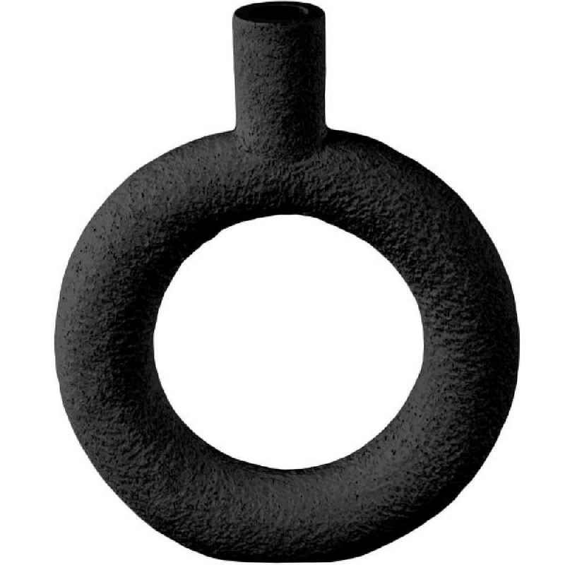 Present Time Skulptur Vase Ring Oval Round Polyresin Black (18x3,5x22,5cm)