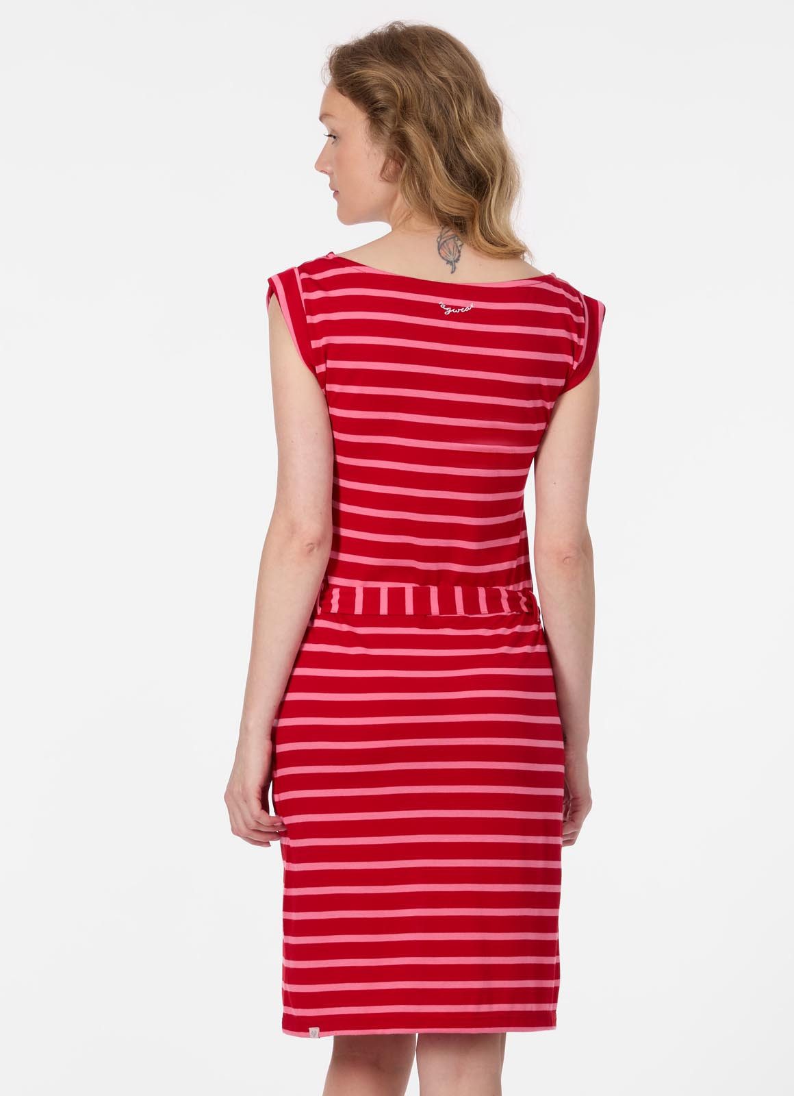 Ragwear Minikleid TAGG STRIPES (2-tlg) Fließende Viskosemischung mit Streifen und Bindeband