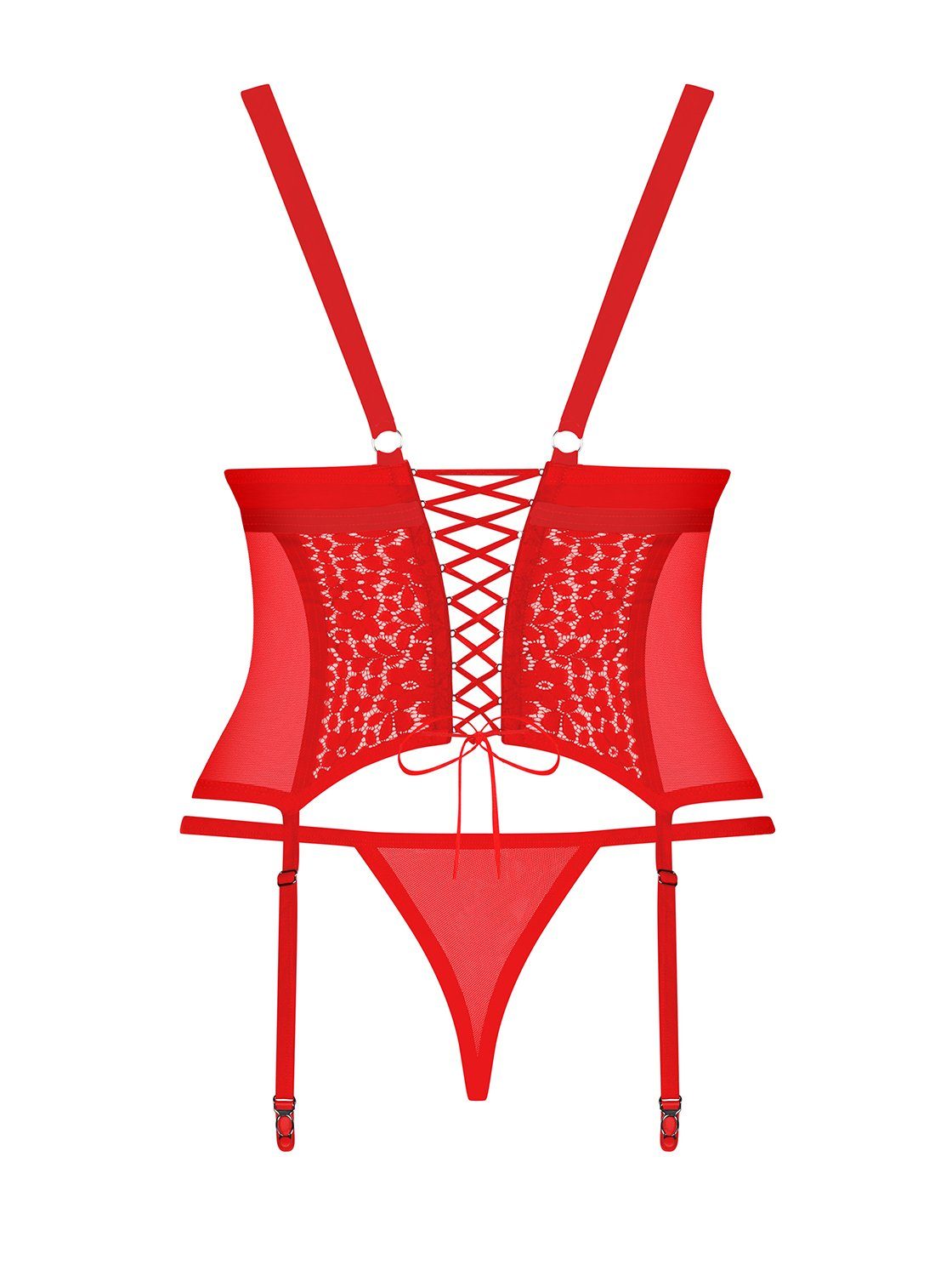 Obsessive Corsage Corsage Blossmina Strapse (Set) Übergrößen String inkl rot in mit