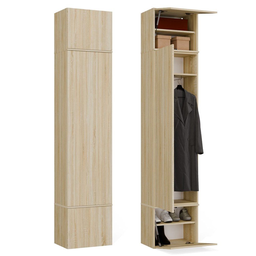 ibonto Eckkleiderschrank Garderobenschrank für Flur, 50 x 35 x 238 cm, grifflos, TIP-ON