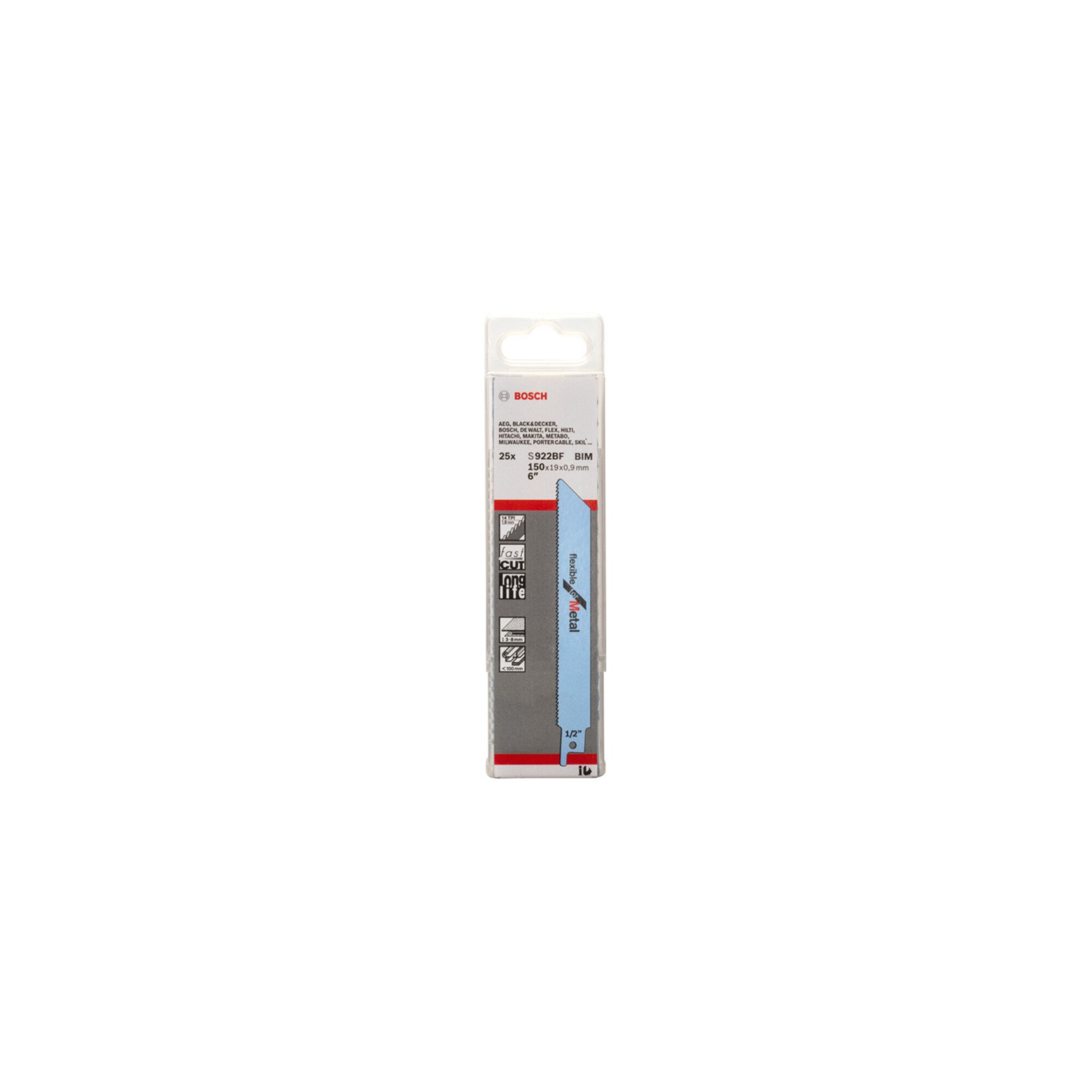 Bosch Professional Säbelsägeblatt Bosch Säbelsägeblatt S 922 BF, Flexible for Metal 25 Stk