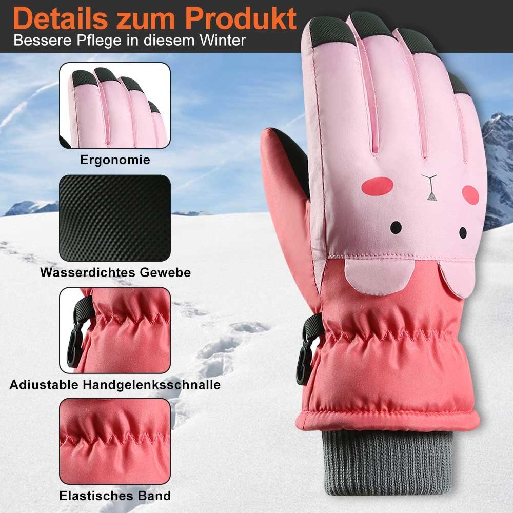 winddichte Skihandschuhe Cartoon-Handschuhe Wasserdichte für BTTO Jahre Kinder 6-10 Rosa