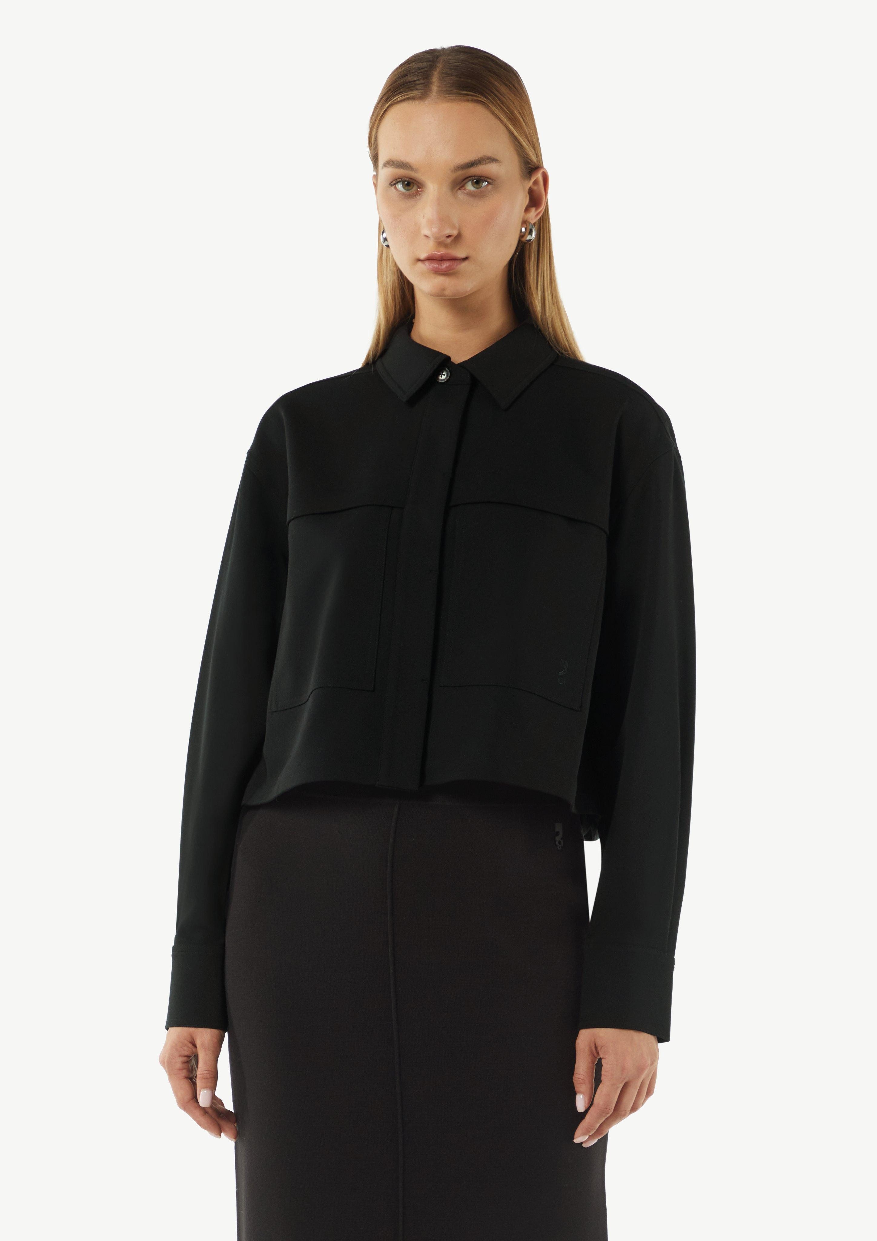 Blusenblazer Kurze Jacke mit aufgesetzten Taschen