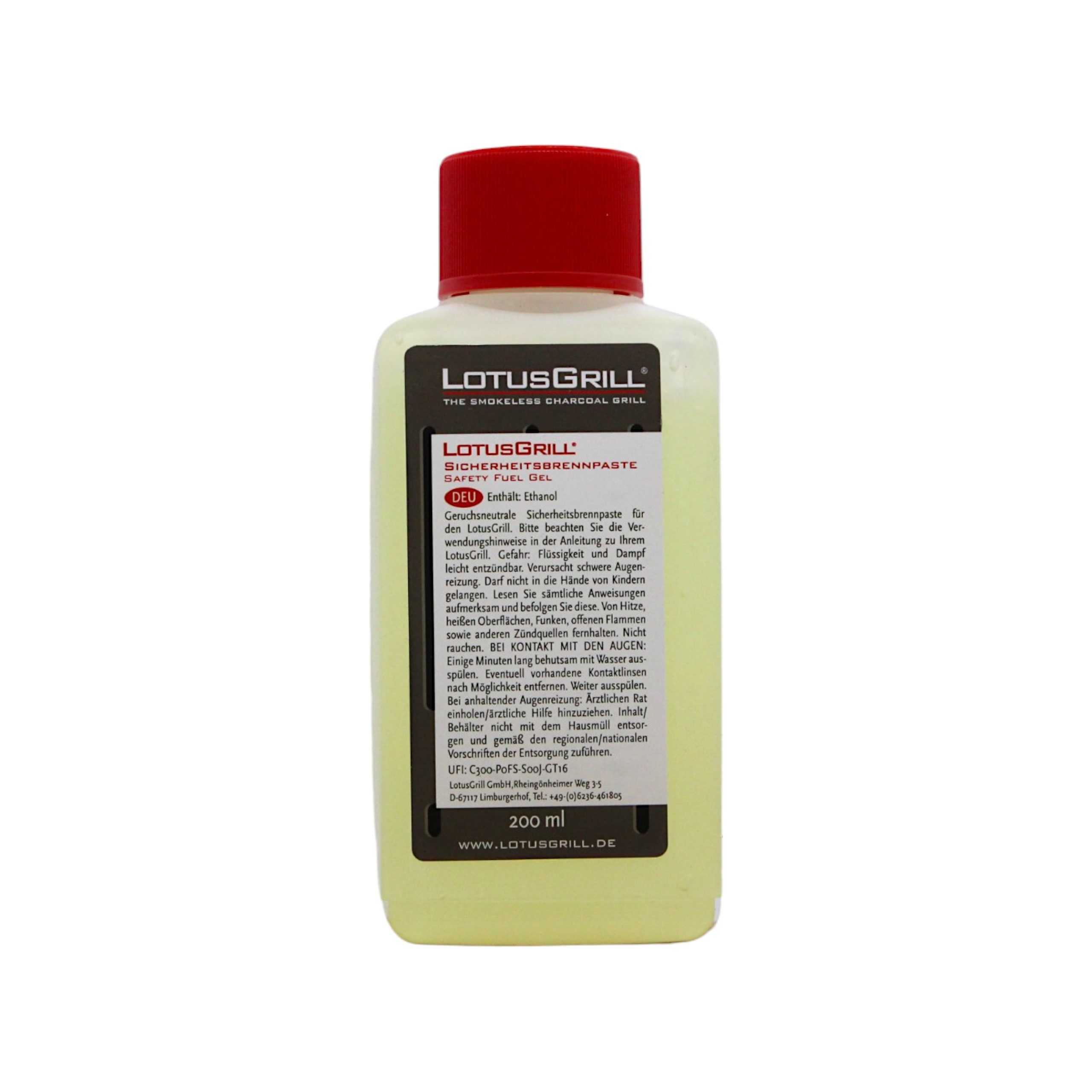 LotusGrill Brennpaste Brennpaste 200ml – Sicherheitsanzünder für rauchfreien Holzkohlegrill