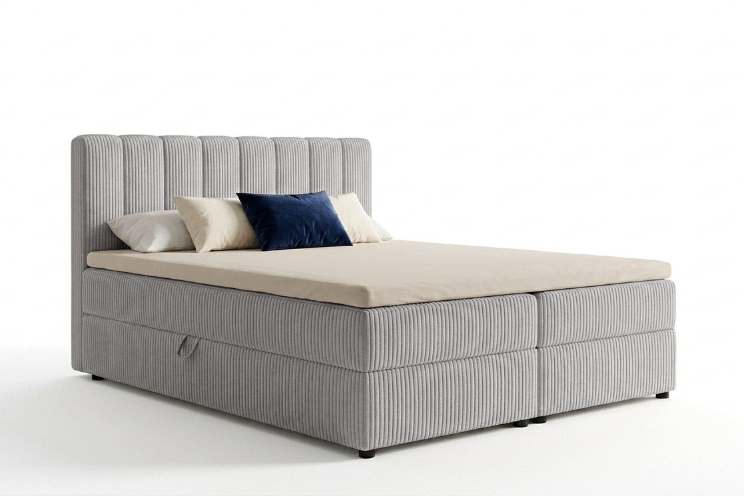Deine Möbel 24 Boxspringbett WILL Cord, inkl. 2 Bettkästen, Matratzen (H3/H4) & Kaltschaum-Topper (Set, 1-St., in Farben Beige Creme Grau Dunkelgrau Graphit Schwarz), Boxbett Polsterbett 140x200 160x200 180x200 200x200