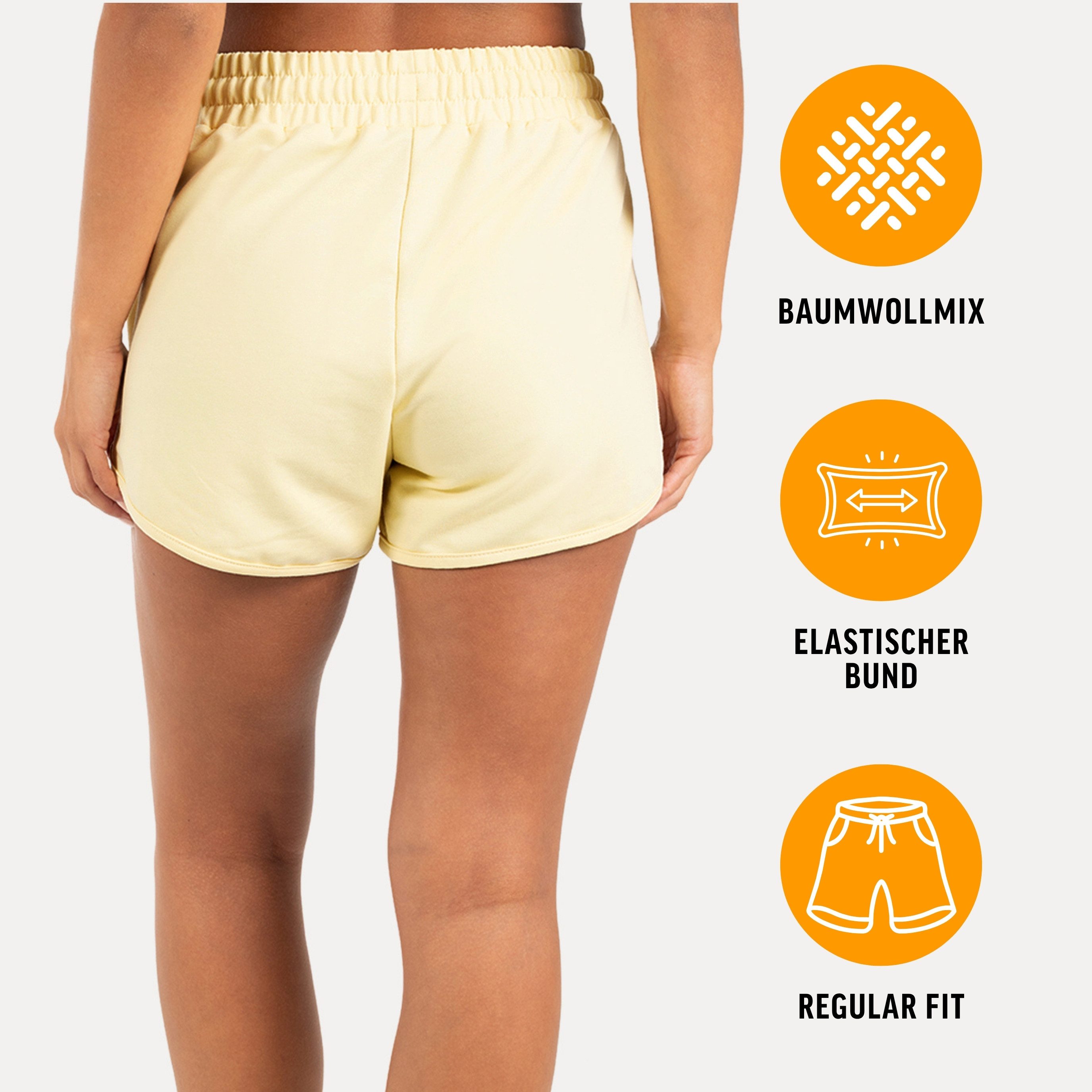 Smilodox Shorts Maruna Damen, kurze Hose, Regular Fit, Baumwolle, für Gym & Sommer Elastischer Tunnelzug, Basic, Baumwollmix, Seitentaschen
