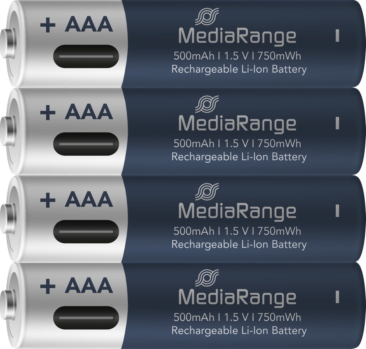 Mediarange 4 Akku AAA mit USB-C Anschluss Li-Ion Micro 1.5V 500mAh Ladekabel Akkupacks – Bild 4 von 5