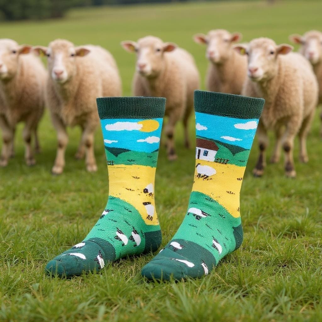 AbgeStrumpft Freizeitsocken Abgestrumpft Socken Schaf (1 Paar, 1-Paar, 1 Paar) lustiges Design – Bild 4 von 5