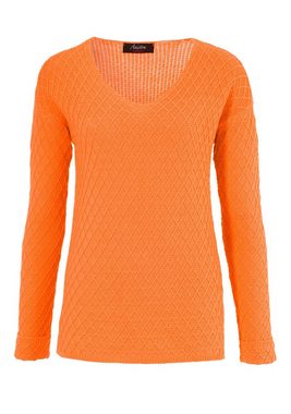 Aniston CASUAL V-Ausschnitt-Pullover im trendigen Mustermix