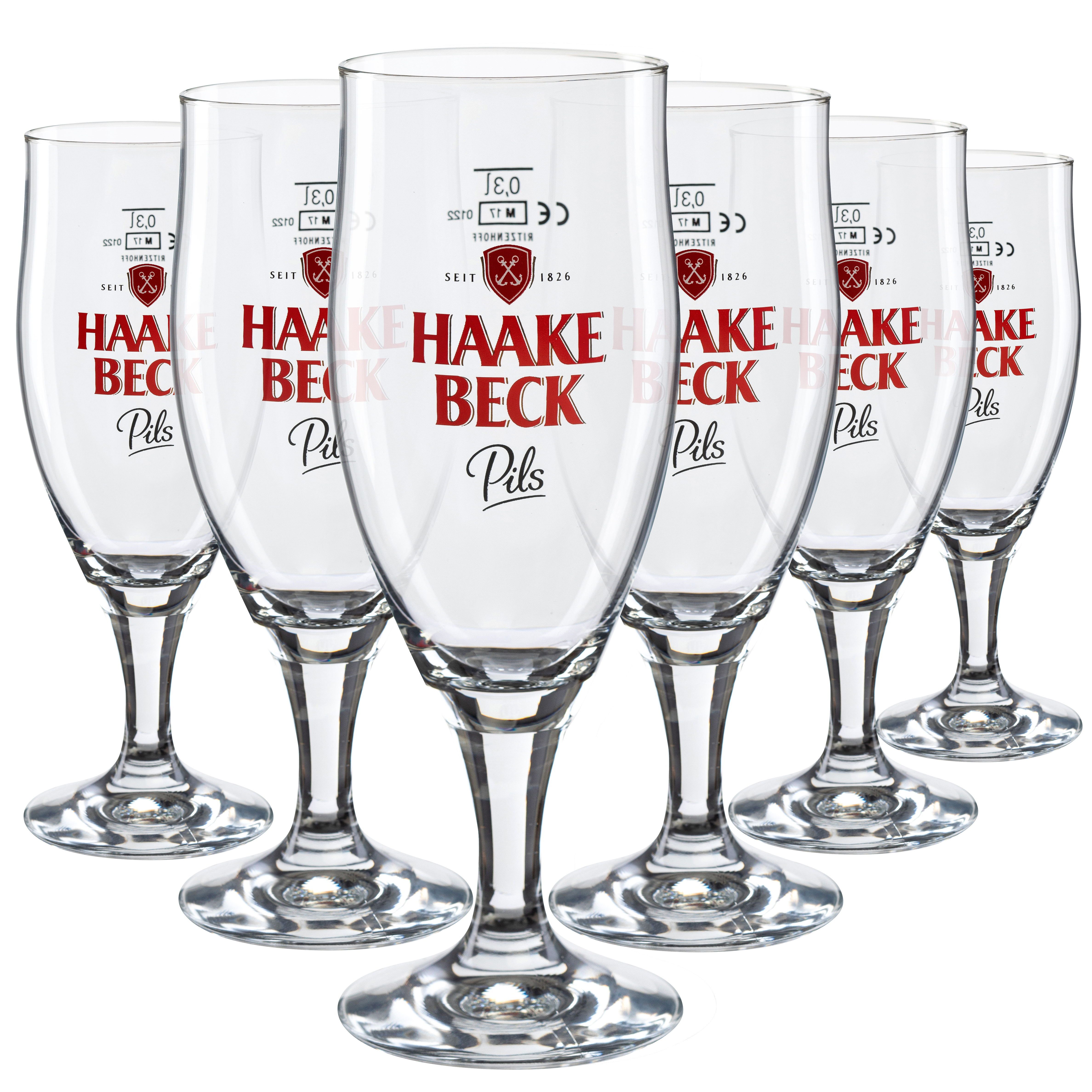Bierglas 6x Haake Beck 0,4l Pokal