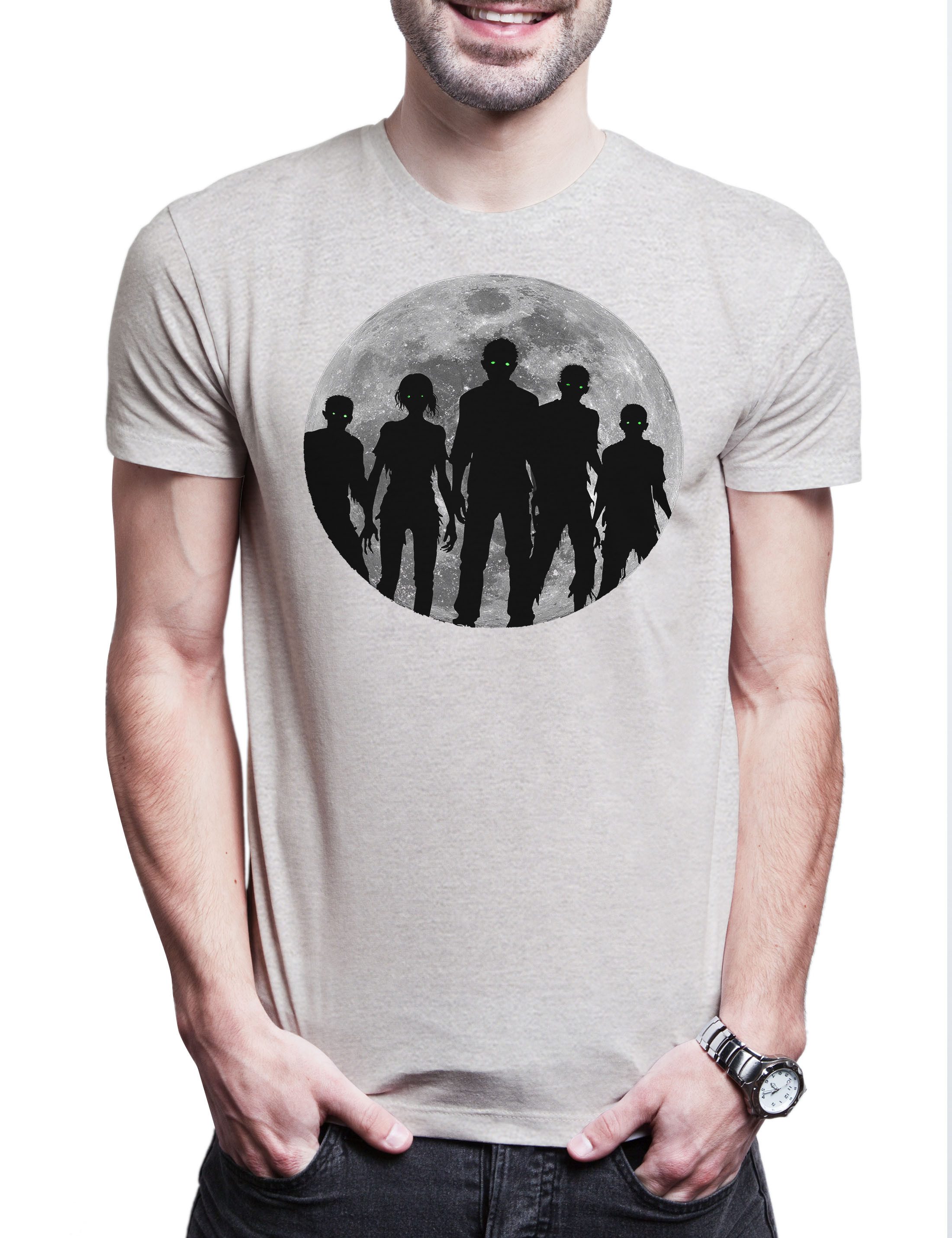 Print-Shirt Zombie Moon Herren T-Shirt The Mond Zombies Walking Horror Dead Living
