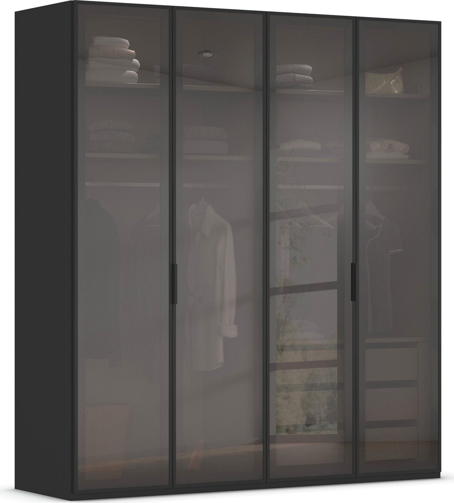 rauch Kleiderschrank Schrank Garderobe SKAT SHINE Breiten 151/201/251/301cm, Höhe 223/235cm (3 verschiedene Ausstattungen BASIC/CLASSIC/PREMIUM (inkl. SOFT-CLOSE) edle Schrankfront mit hochwertigen Glasrahmentüren MADE IN GERMANY
