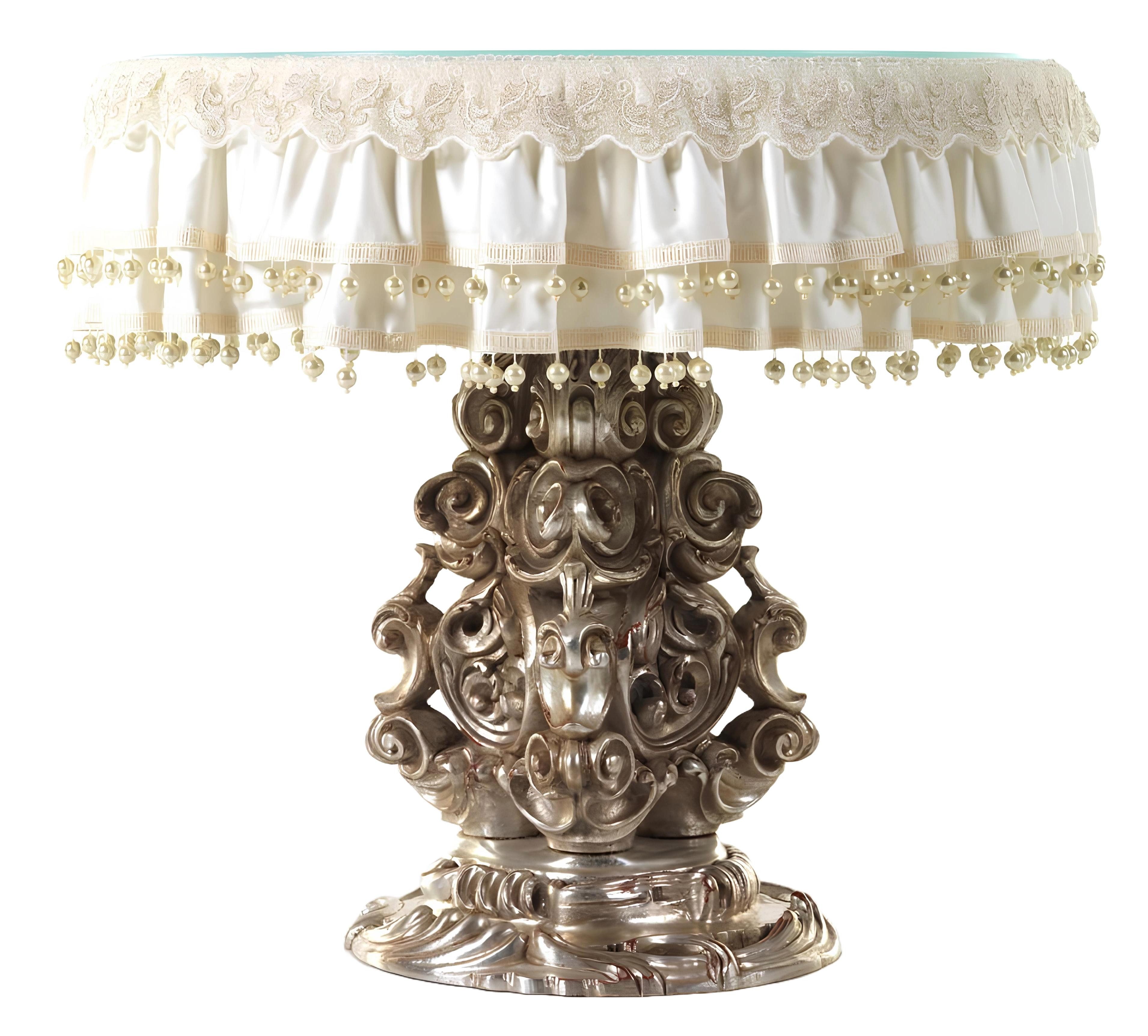 Xlmoebel Beistelltisch Italienischer Barock-Glastisch mit filigranem Design (1-St., Nachttisch), Hergestellt in Europa