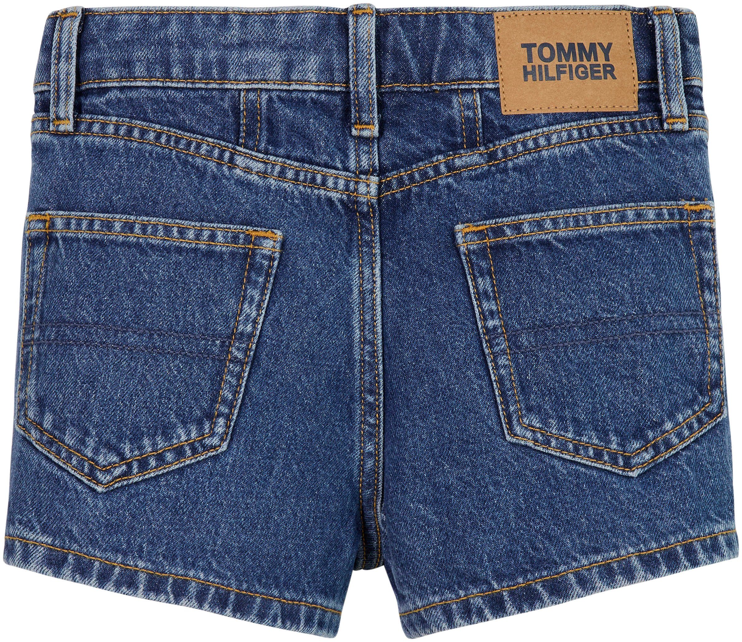 mit GIRLFRIEND Hilfiger MID Tommy Tommy Shorts Hilfger BLUE SHORTS Logo-Badge