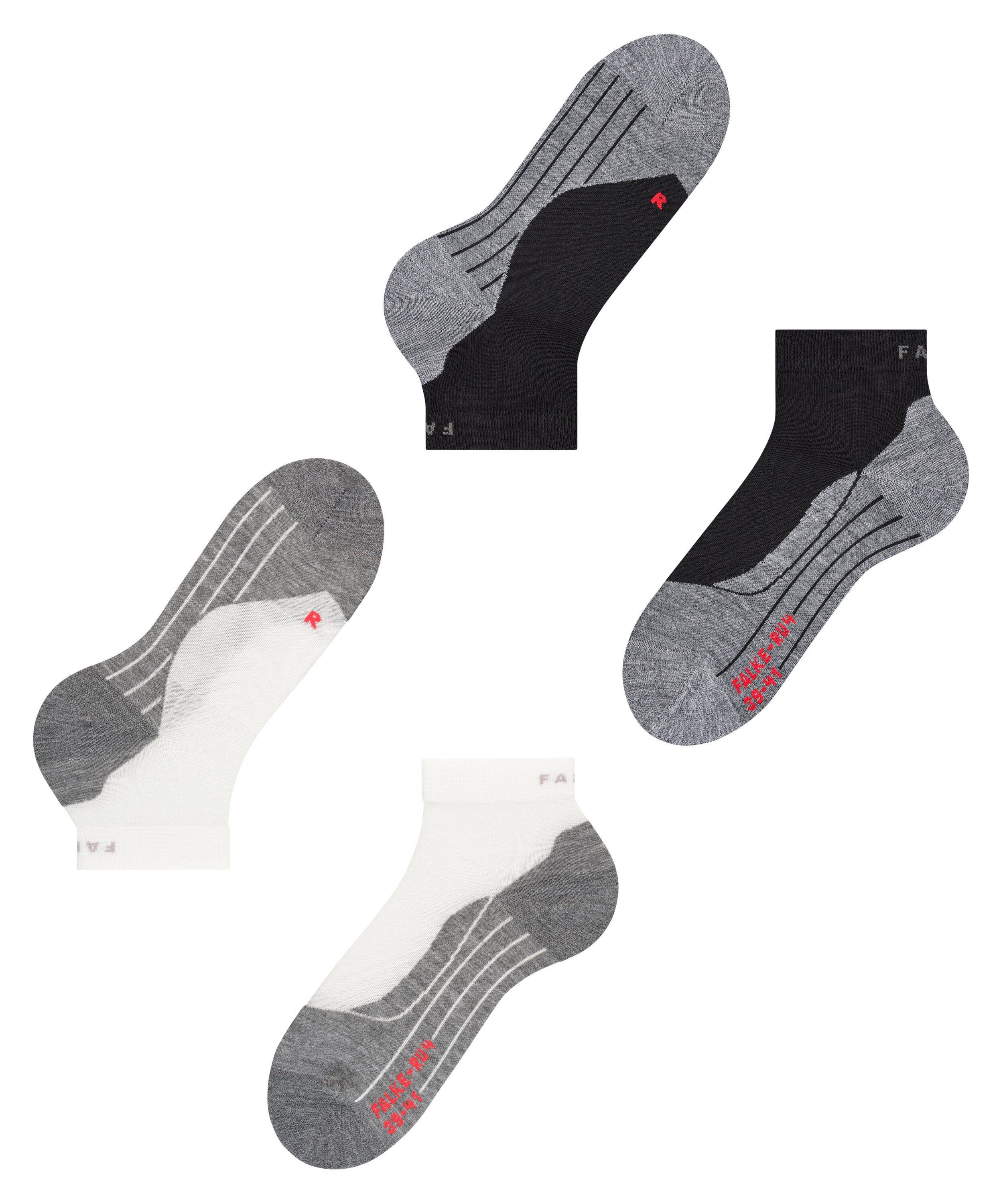 Short schneller FALKE 2-Pack Rücktrocknung mit (2-Paar) (0010) RU4 Endurance sortiment Sportsocken