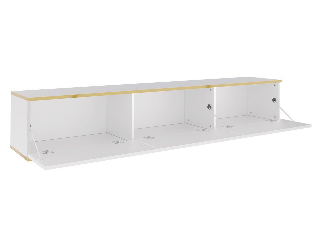 MOEBLO TV-Board Dayn RTV 175 (Hängendes Lowboard im Glamour-Stil, TV-Schrank mit Push-to-Open & goldenen Akzenten, Fernsehtisch aus MDF, RTV-Schrank mit goldene – Bild 4 von 5