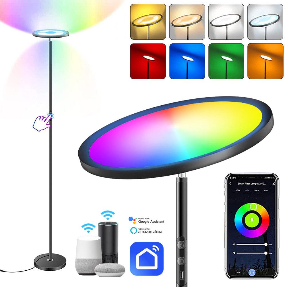 LED Stehlampe Smart Weiß+RGBWW Dimmbar 25W 2000 lm WiFi App-Steuerung Standleucht