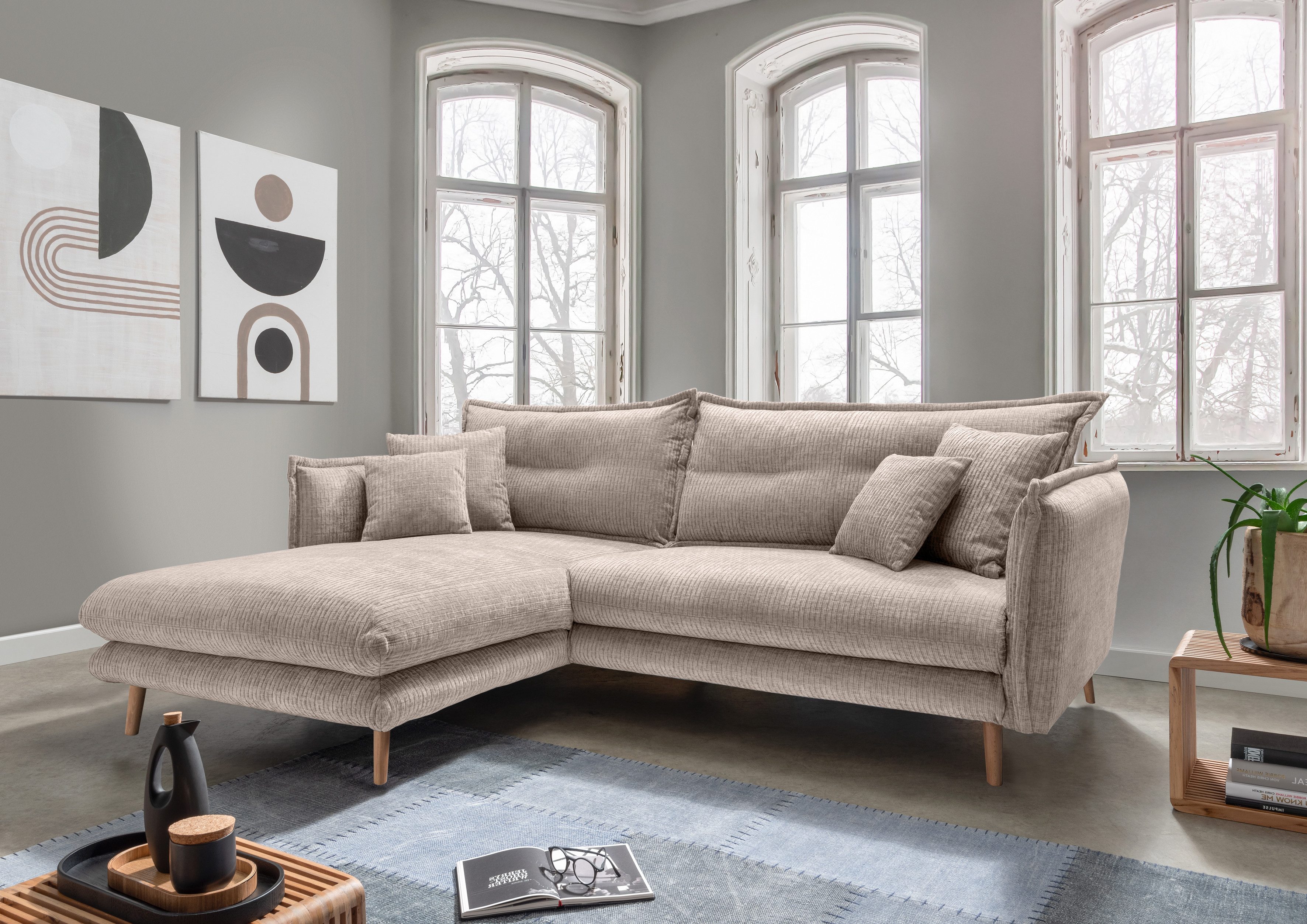 INOSIGN Ecksofa "Lazio modern und bequem, schmale Armlehnen, tolle Detailve günstig online kaufen