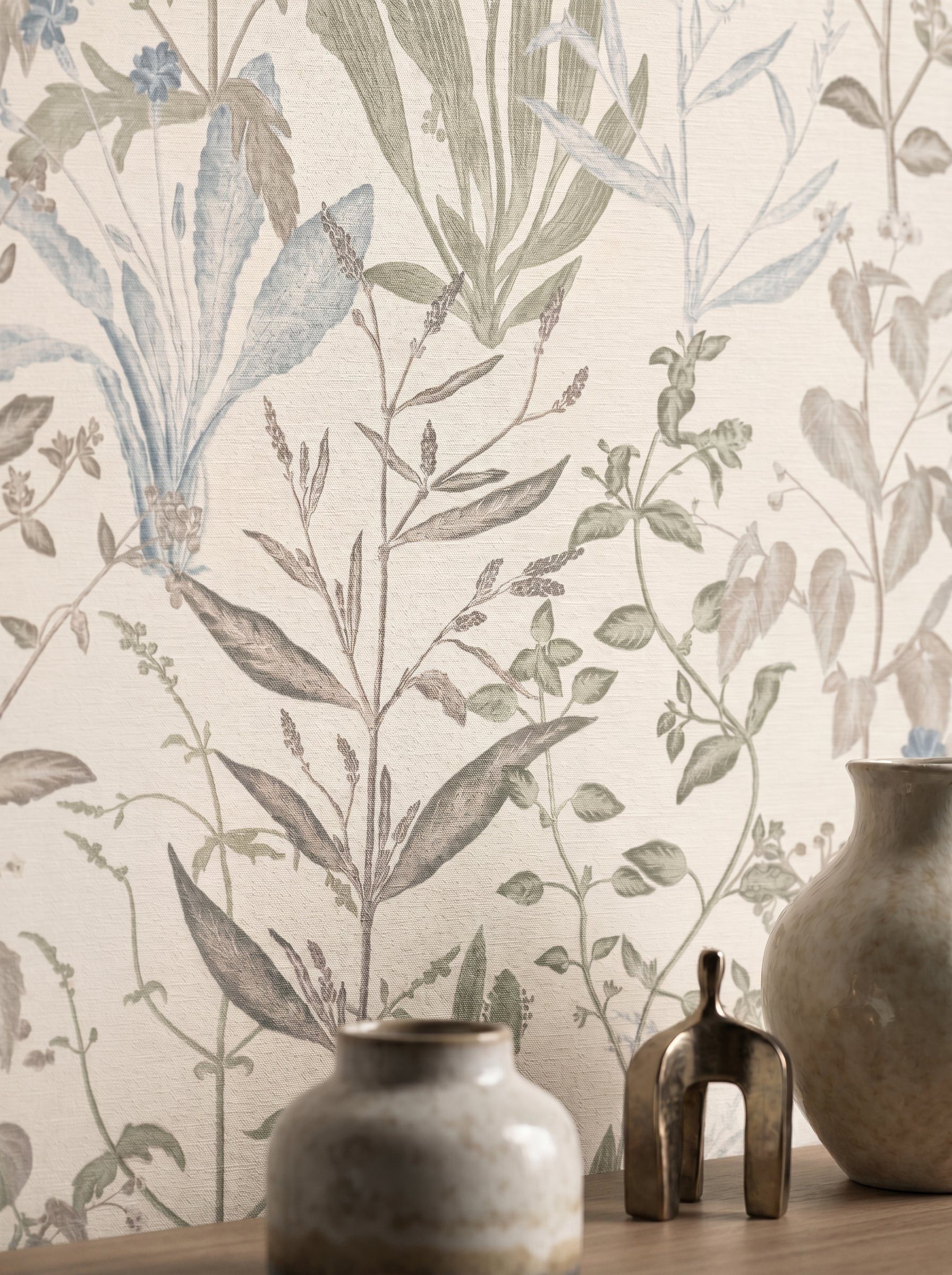 Newroom Vliestapete Novira Creme Tapete Vliestapete Blumen, strukturiert, Mustertapete