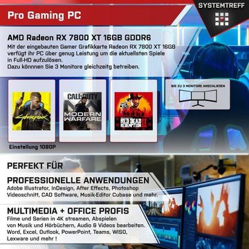 SYSTEMTREFF Gaming-PC (Intel Core i9 14900F, Radeon RX 7800 XT, 32 GB RAM, 1000 GB SSD, Wasserkühlung, Windows 11, WLAN)