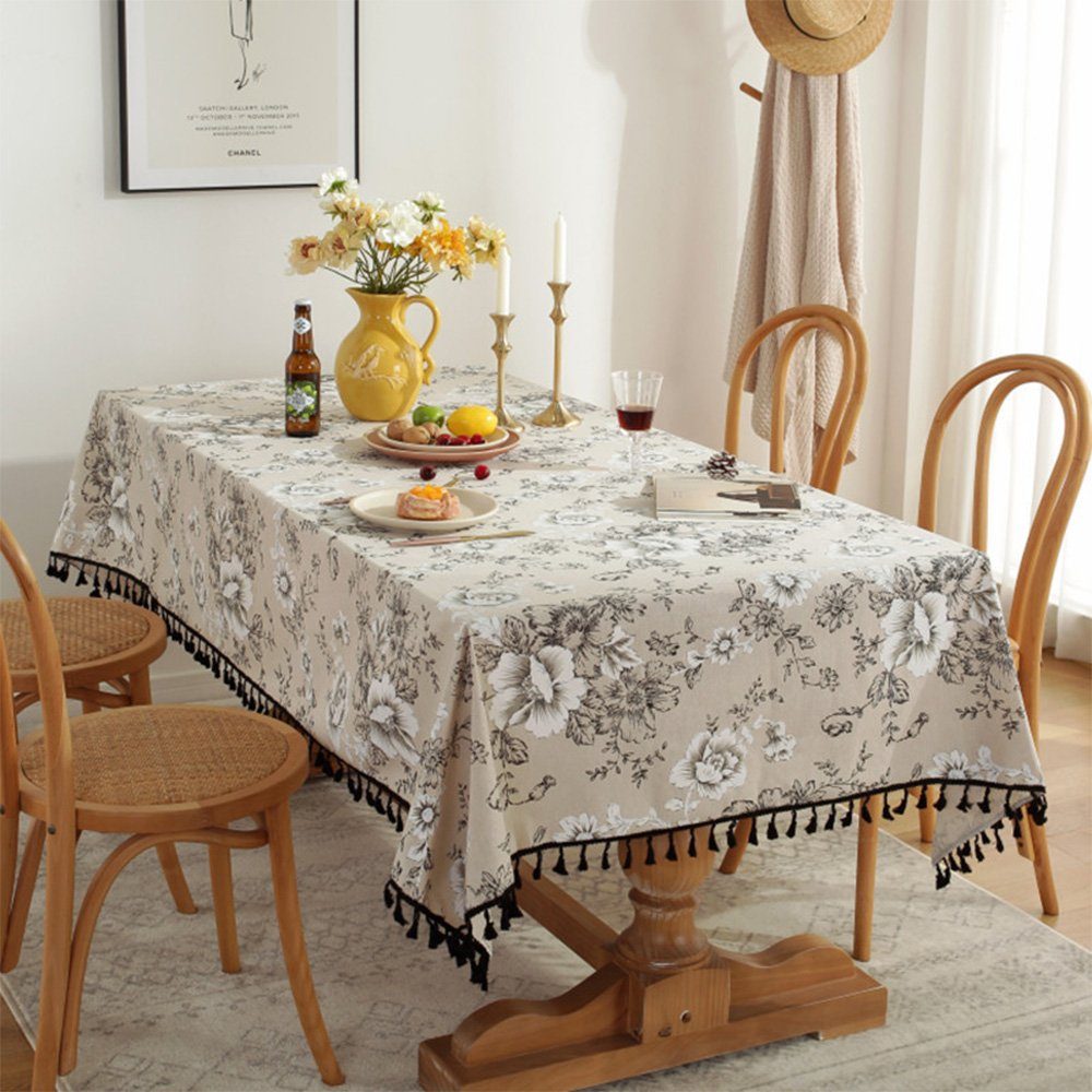 FELIXLEO Tischdecke Tischdecke rechteckige Blumenmuster waschbar Küche 140*180cm für