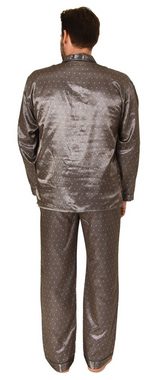Normann Pyjama Herren Satin Pyjama, durchknöpfbarer Schlafanzug in Minimal-Optik